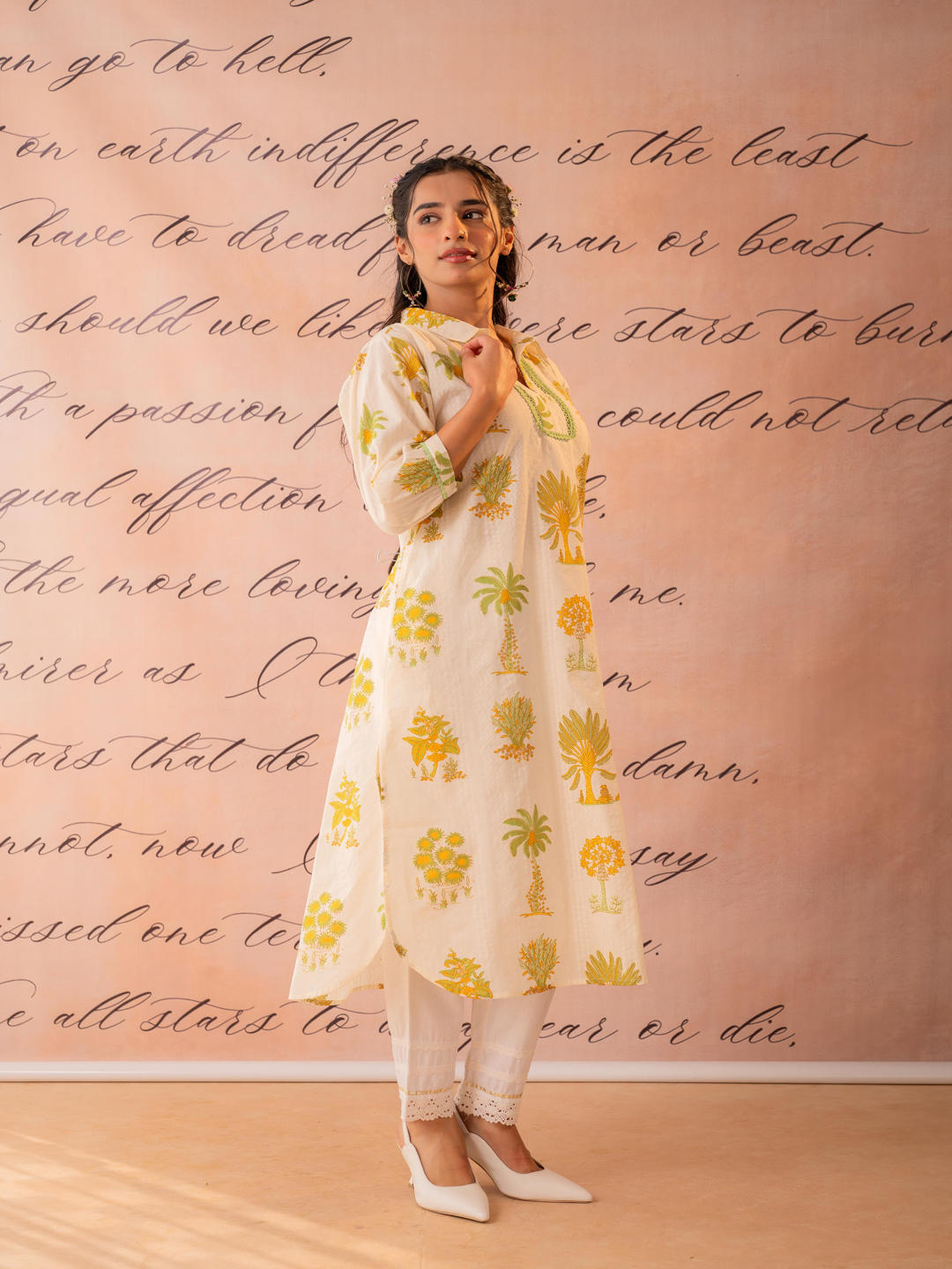 Off-White Palm Motif Kurta