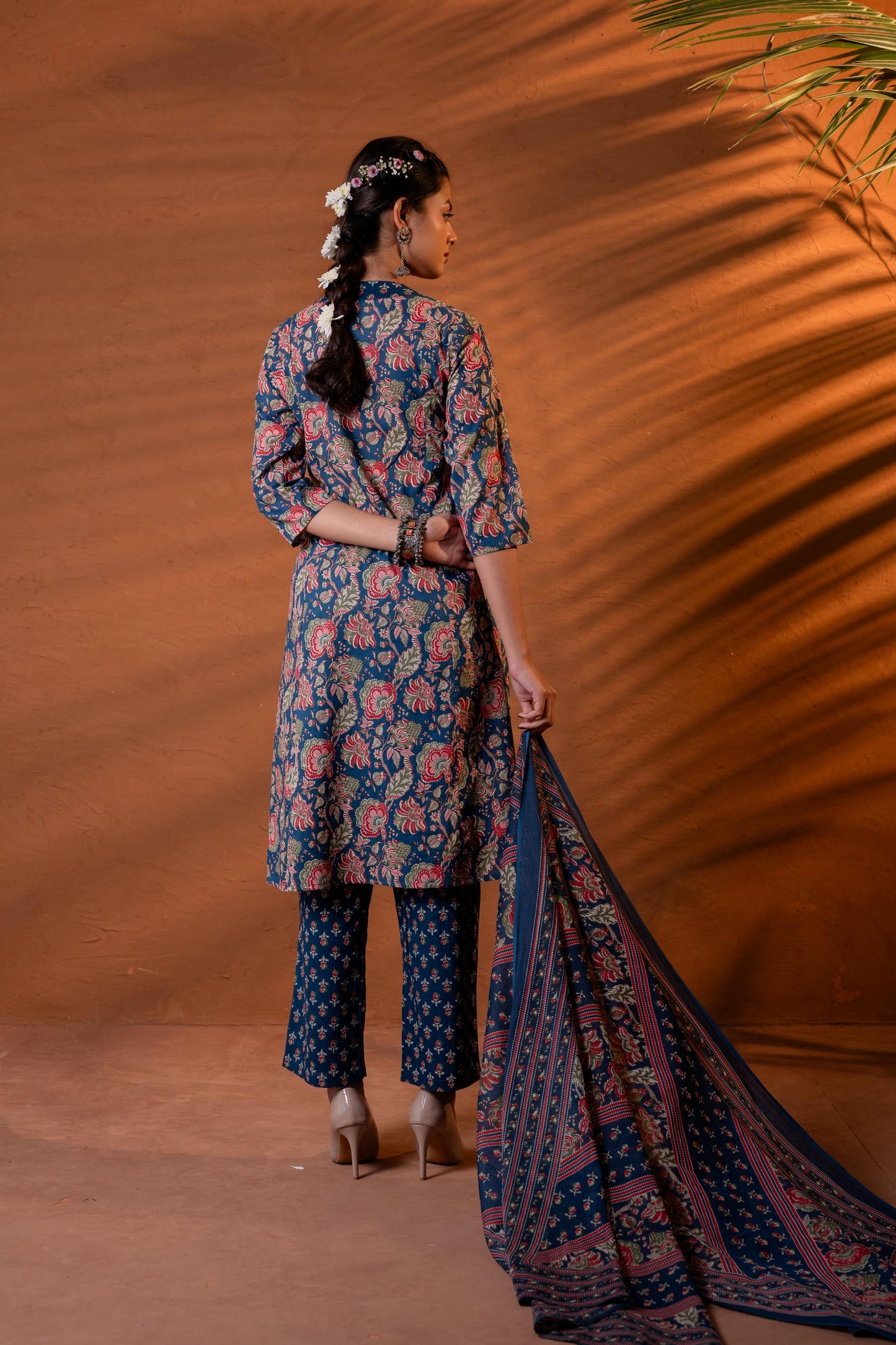 Ajrakh Printed Kurta Set with Coordinated Dupatta