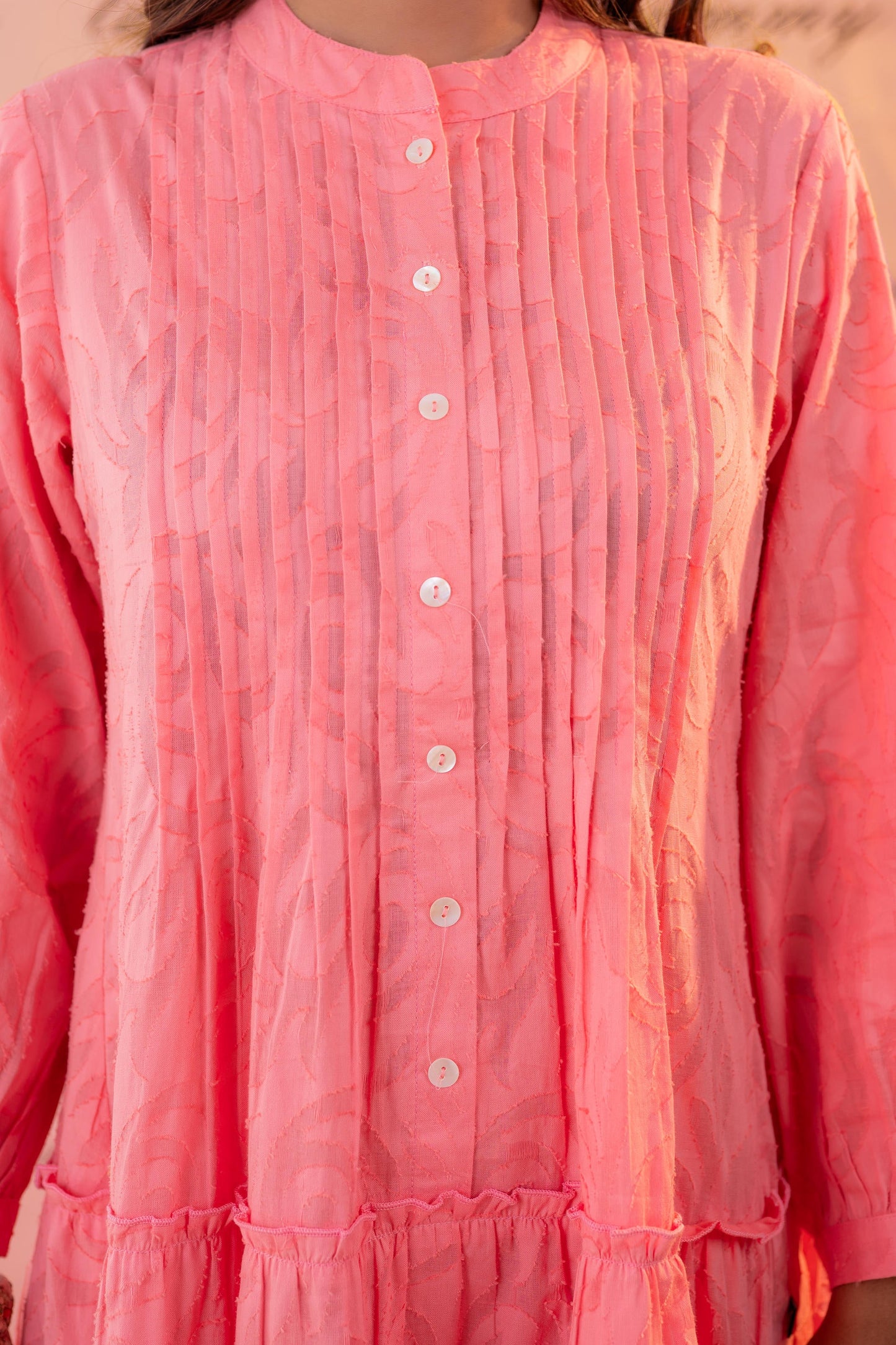 Blush Meadow Tiered Shirt Dress