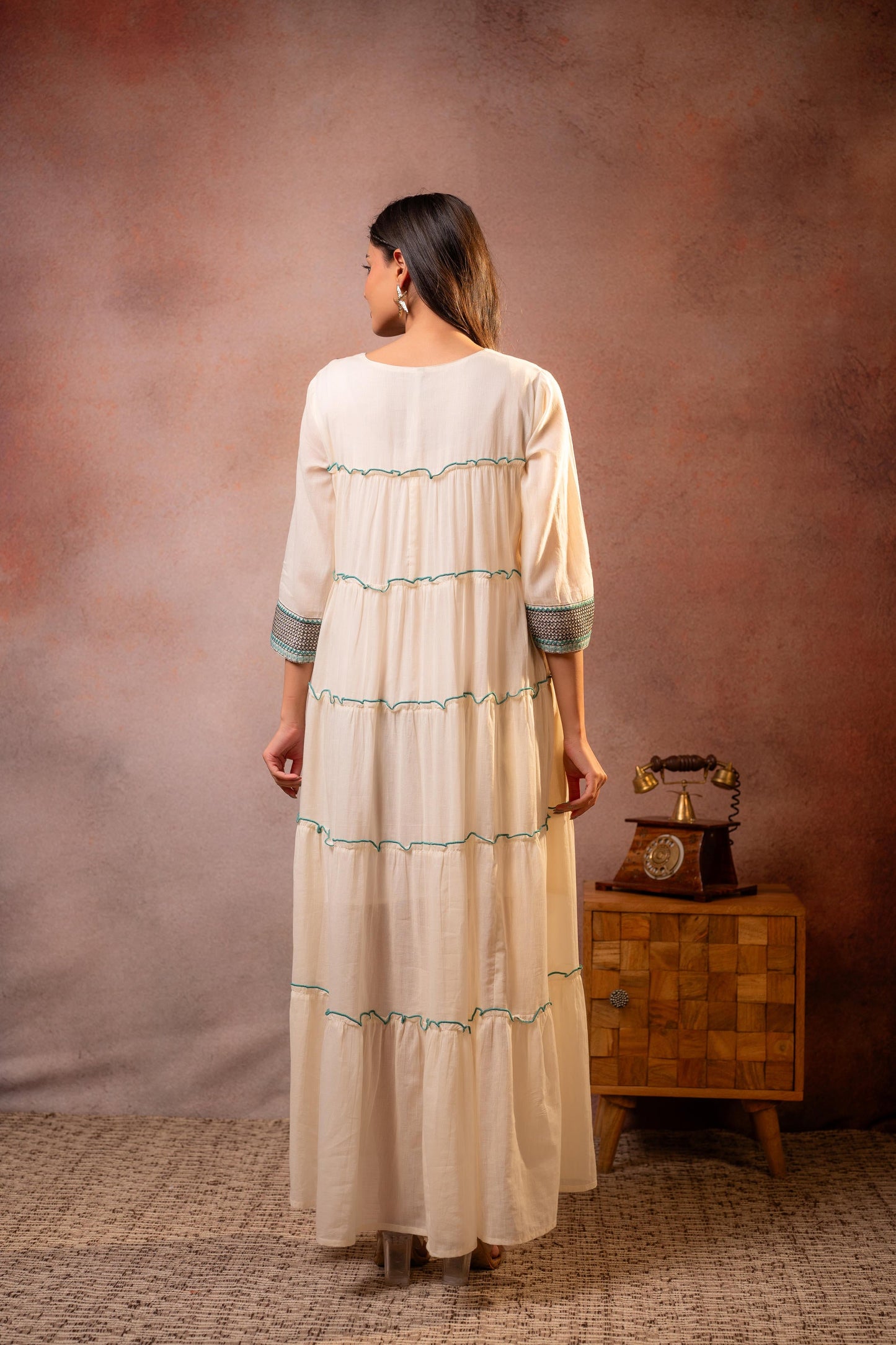 Off-White Sage Tiered Maxi Dress