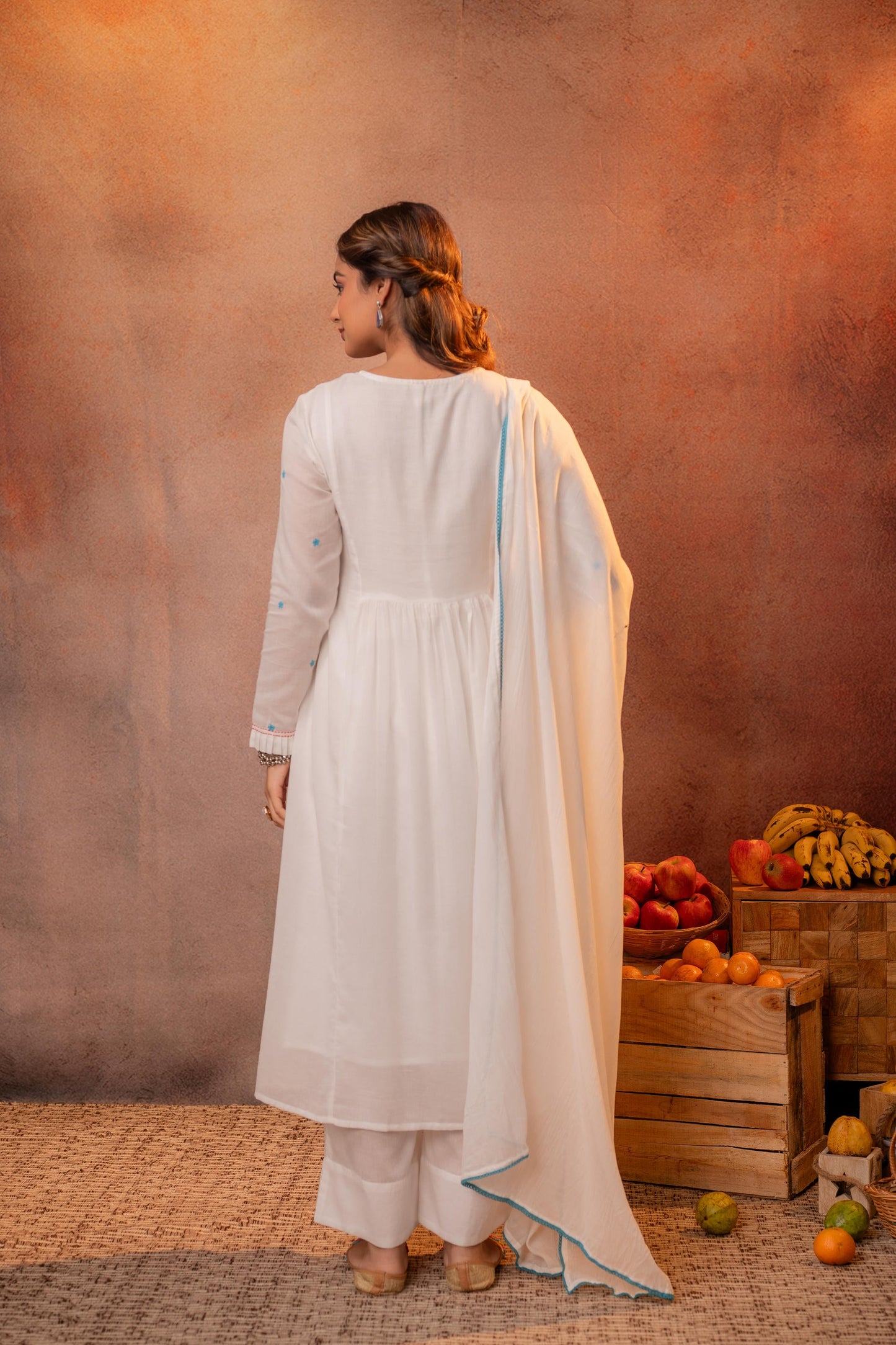 Elegant White Embroidered Kurta Set with Dupatta