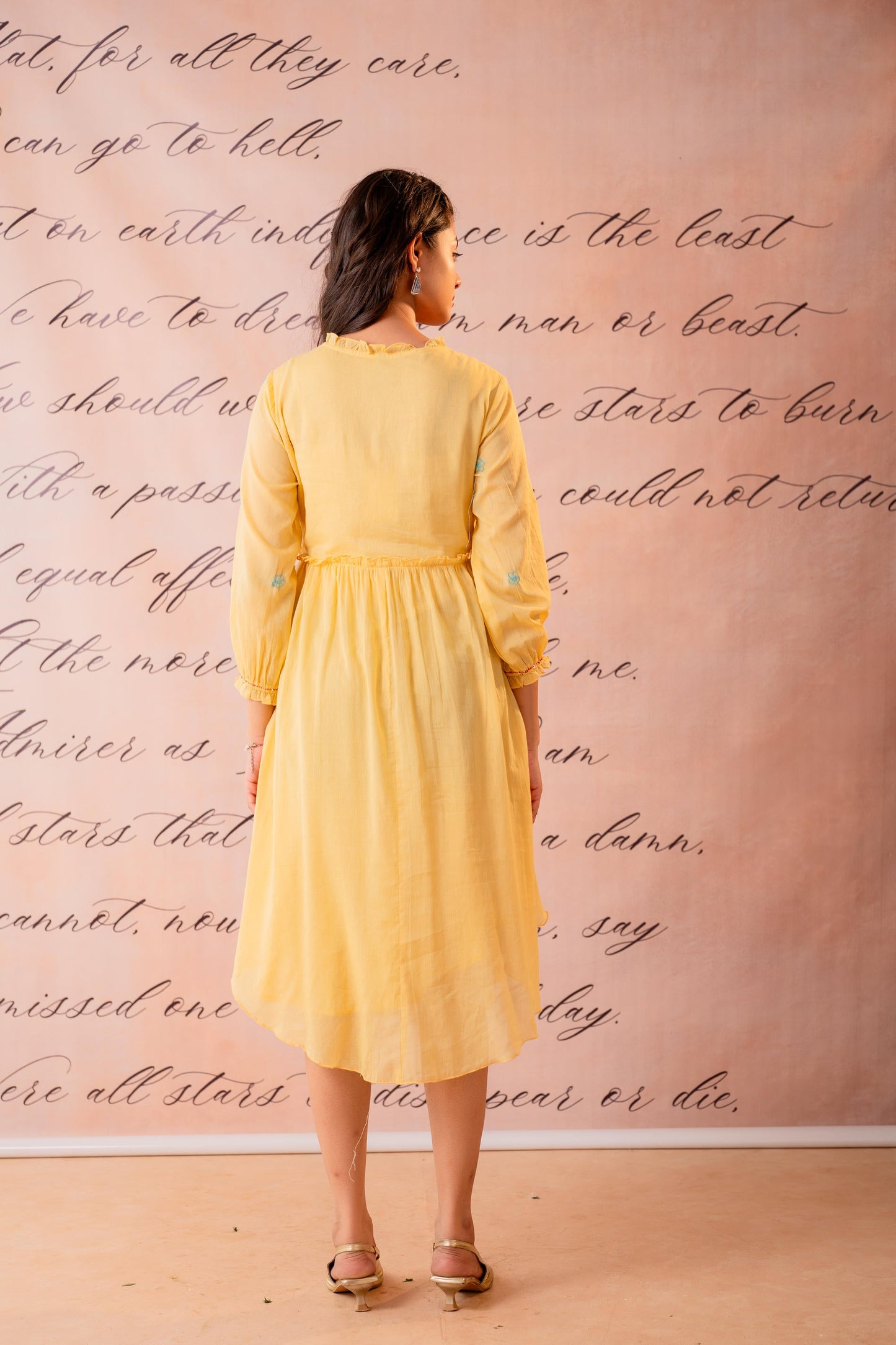 Phool Baari Yellow Embroidered Yoke Kurta