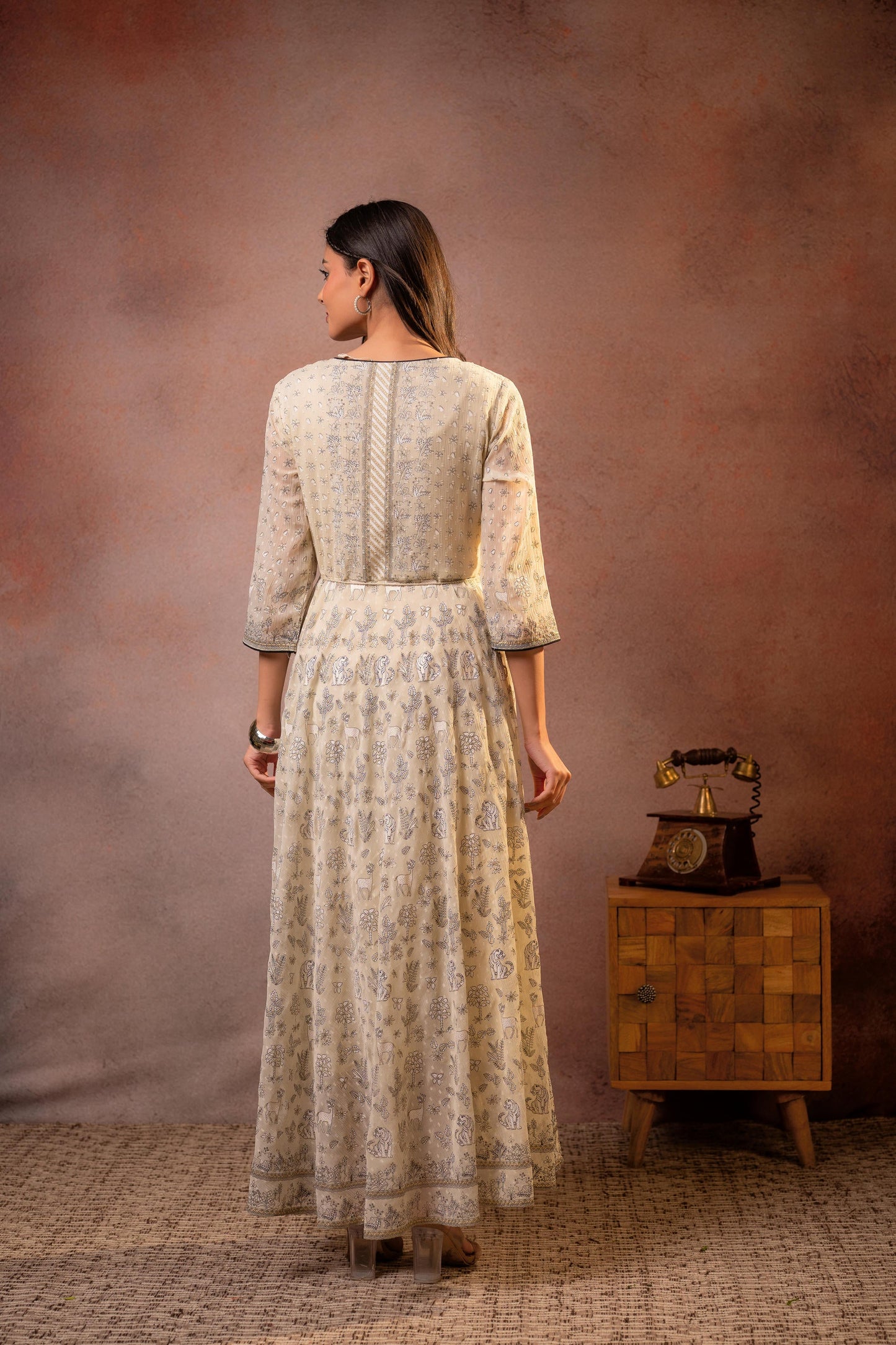 Beige Sheen Anarkali dress