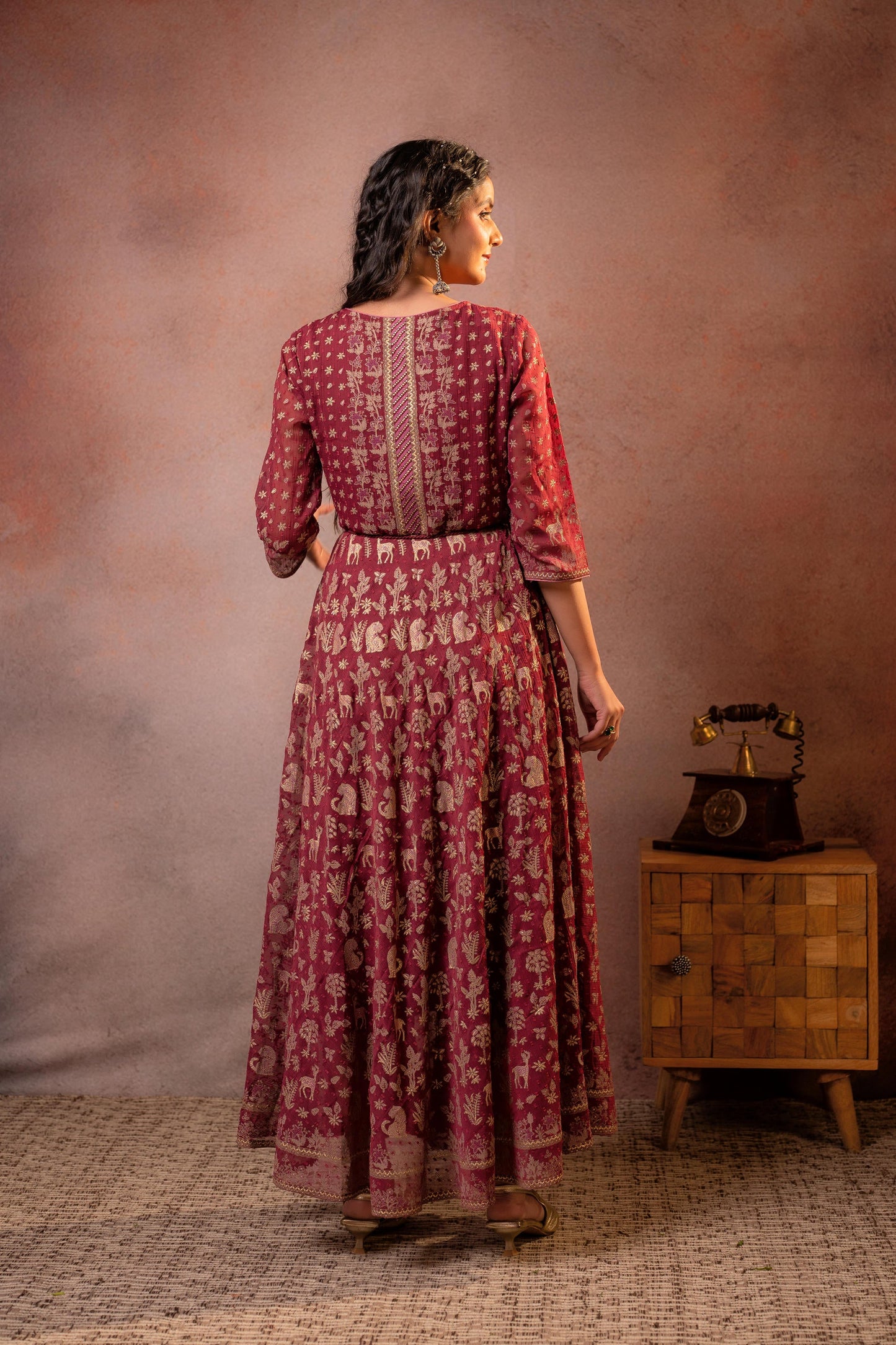 Maroon Sheen Anarkali dress