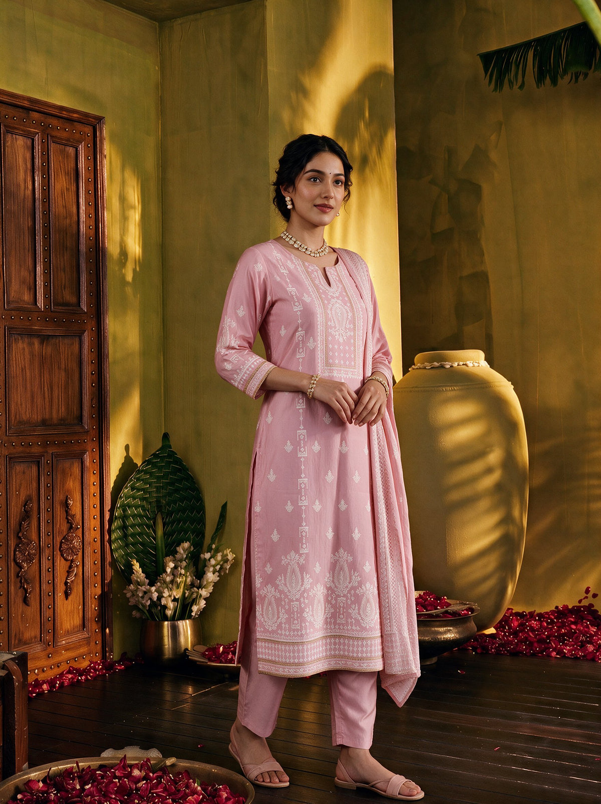 Juniper Women Onionpink Kurta Pant & Dupatta