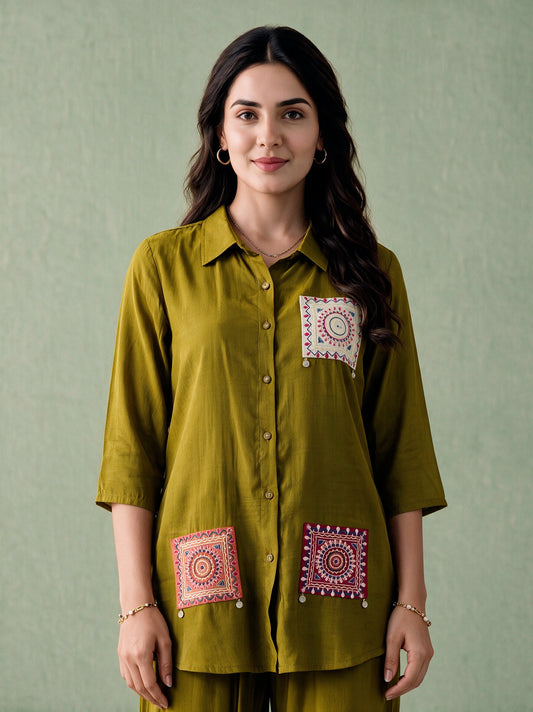 Juniper Women Olive Shirt & Pant