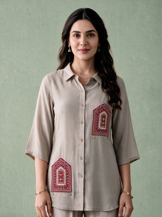Juniper Women Grey Shirt & Pant