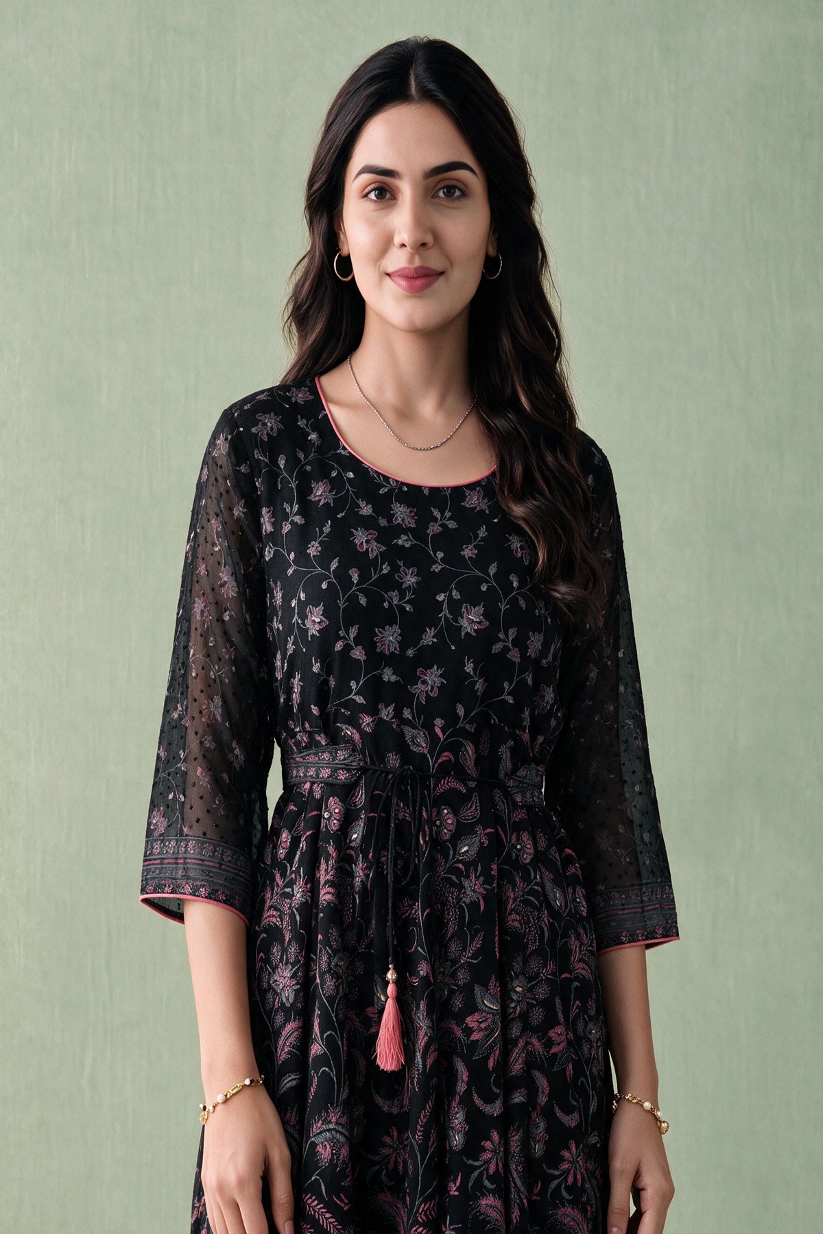 Juniper Women Black Longdress & Belt
