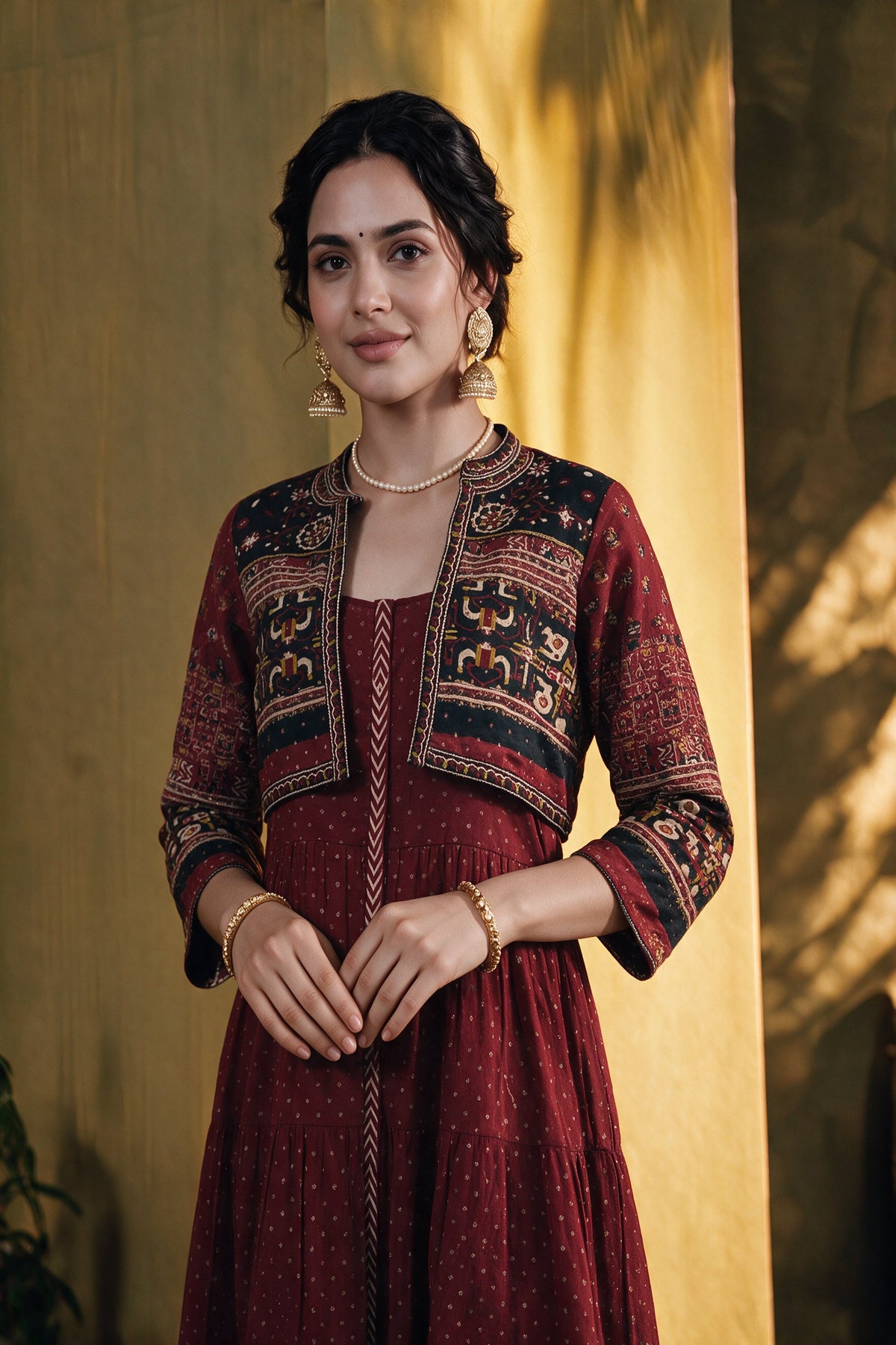 Juniper Women Maroon Longdress With Jacket