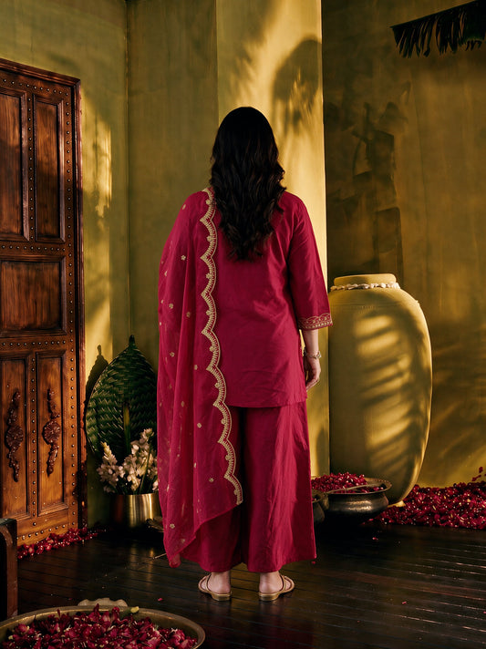 Juniper Women Fuchsia Kurta Sharara & Dupatta
