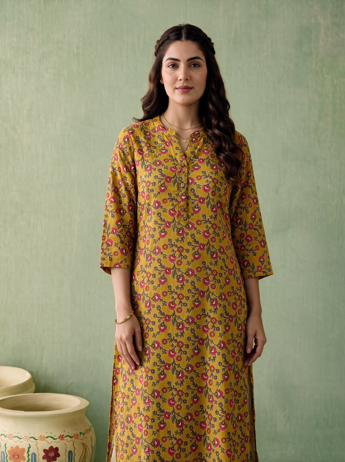 Juniper Women Mustard Kurta
