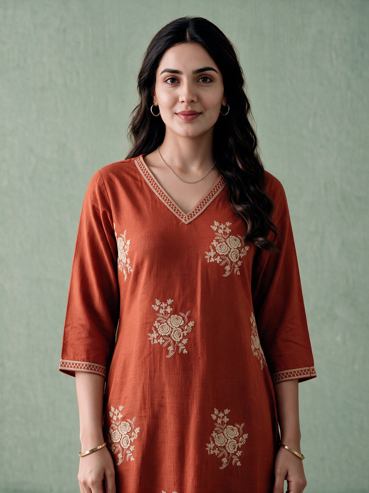 Juniper Women Rust Kurta & Pant