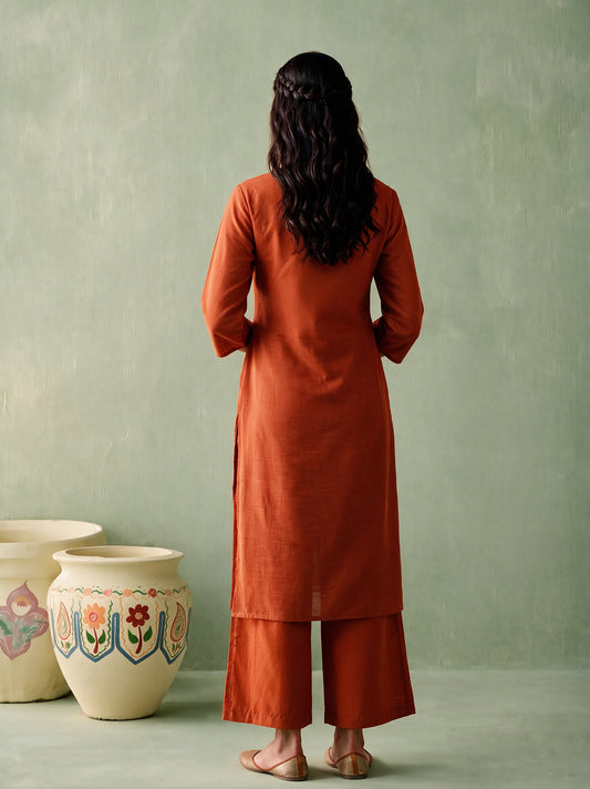 Juniper Women Rust Kurta & Pant