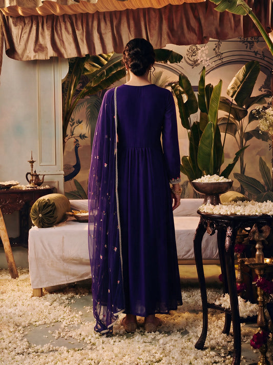 Juniper Women Purple Longdress & Dupatta