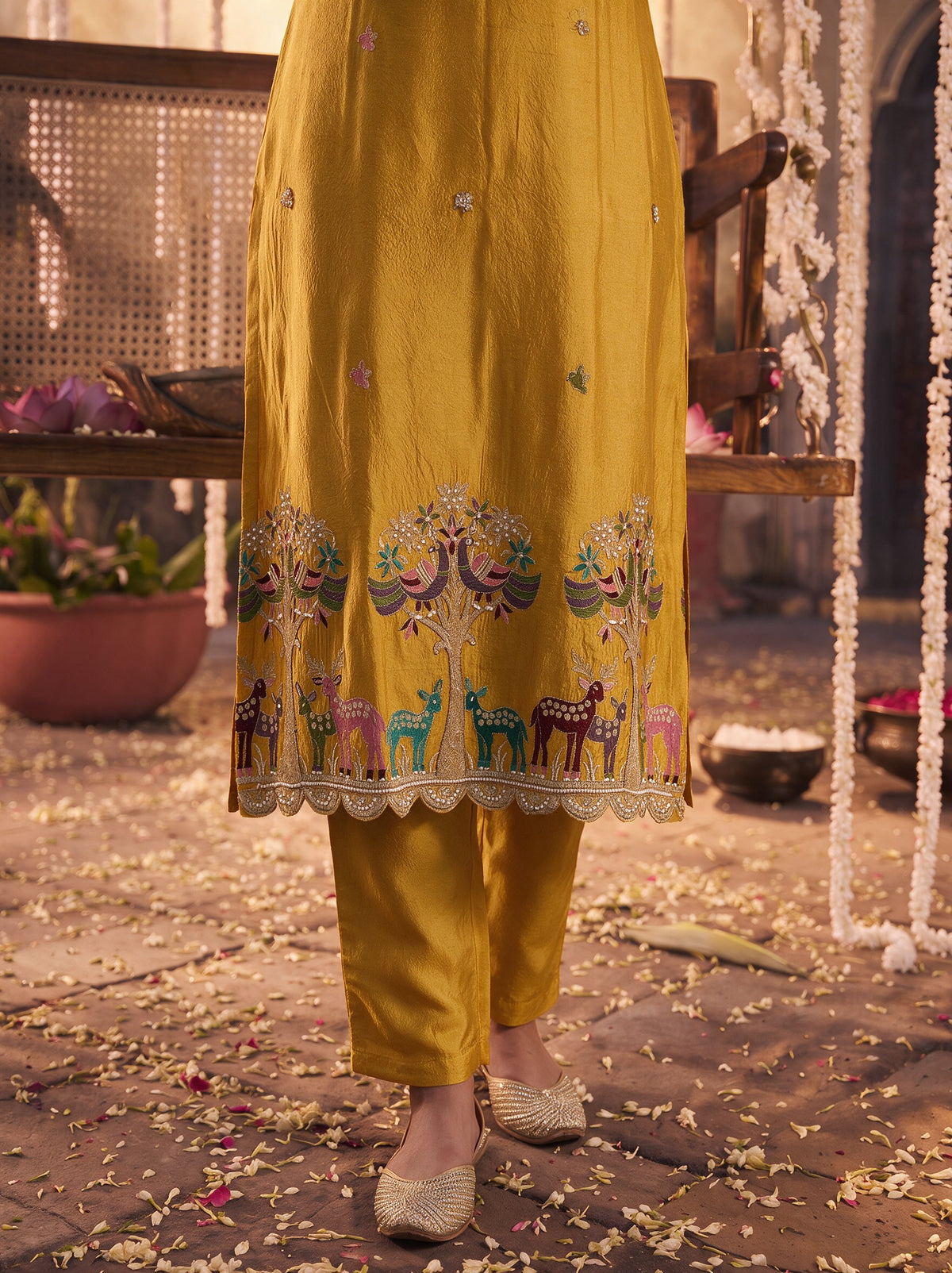Juniper Women Mustard Kurta Pant & Dupatta