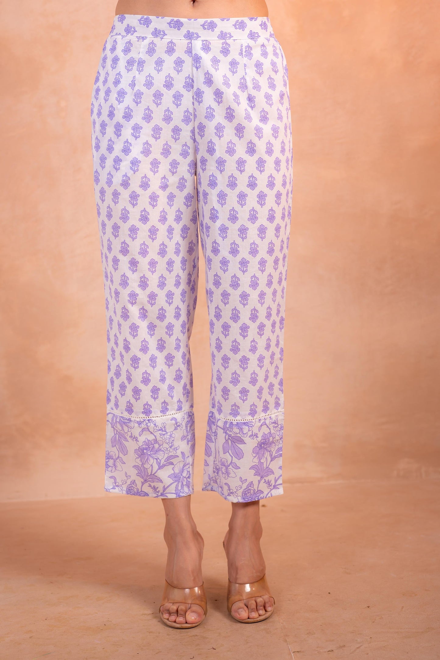 Lavender Whisper Floral Kurta Pant And Dupatta Set