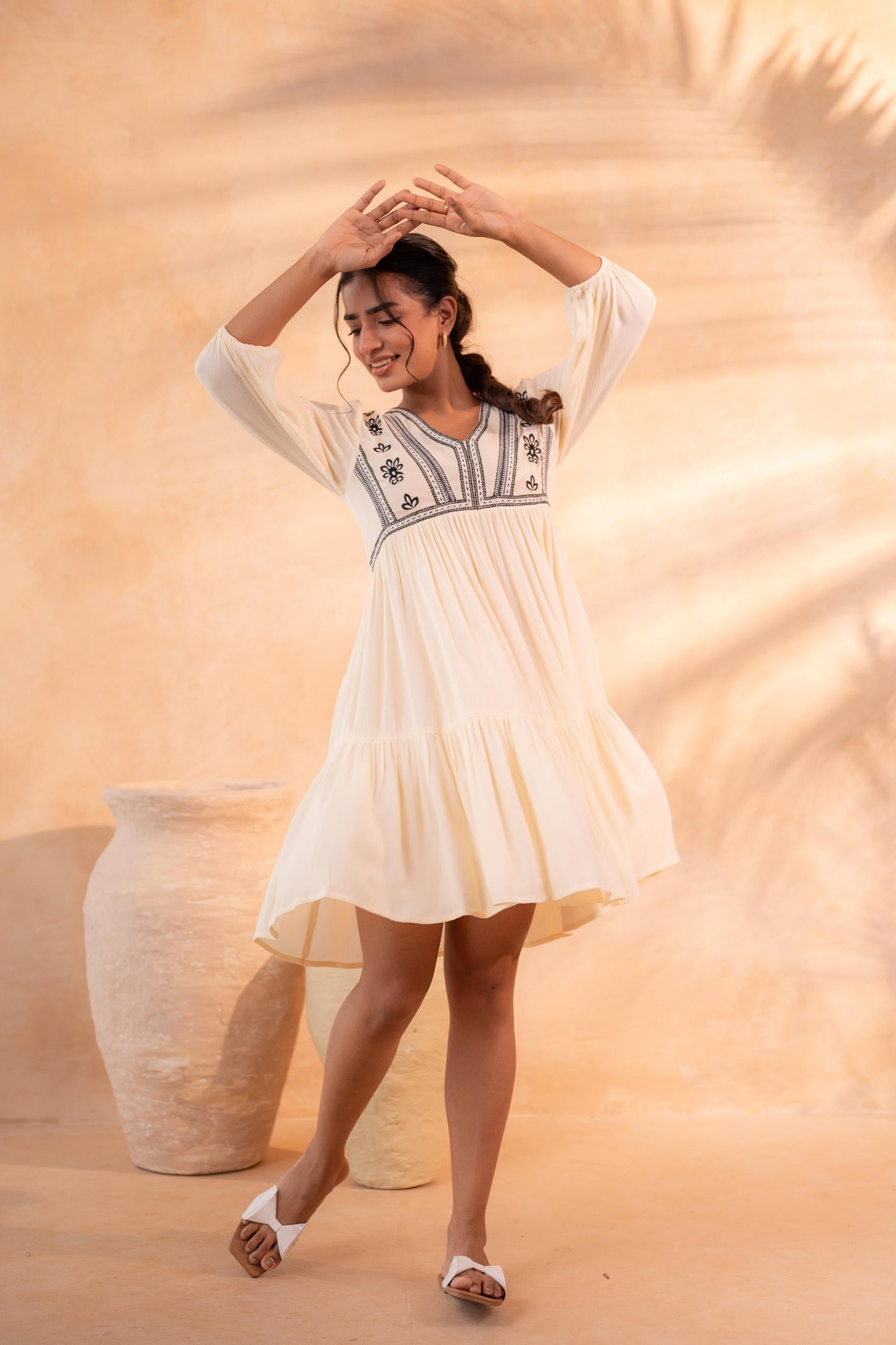 Off-White Nomad Embroidered Boho Dress