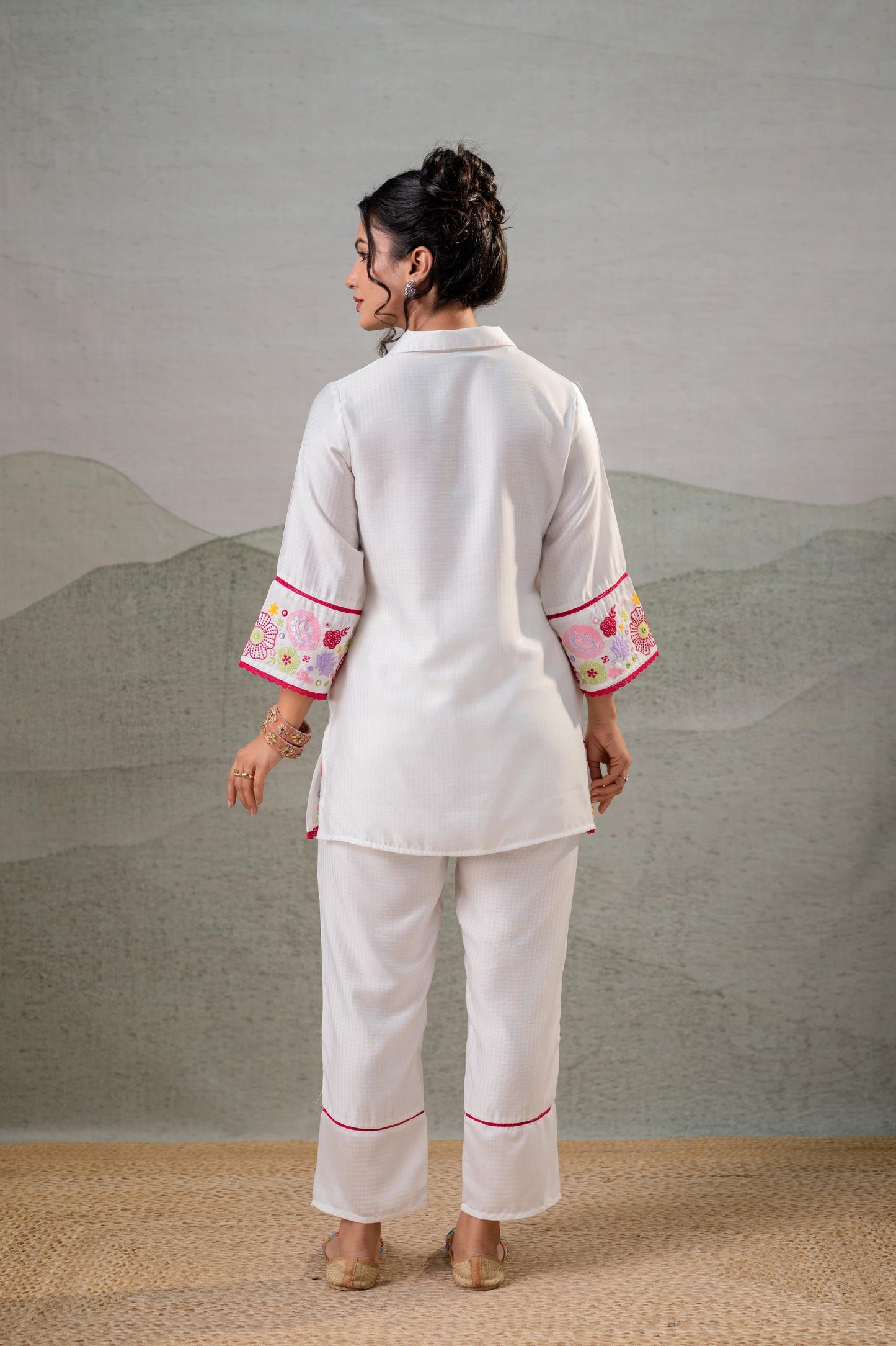 White Bloom Tassel Kurta Co-Ord