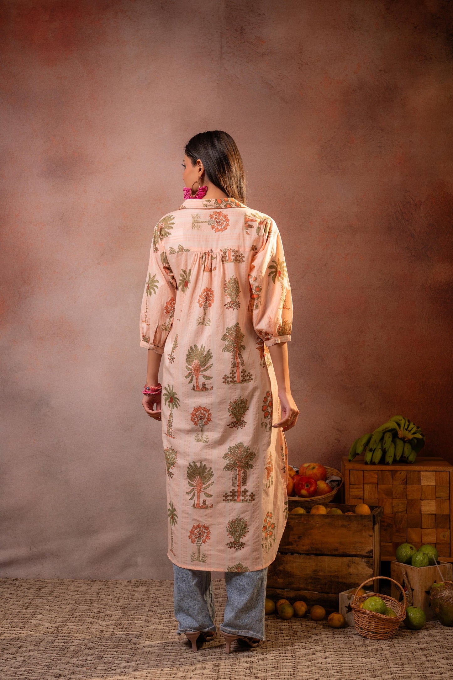 Peach Palm Motif  Kurta