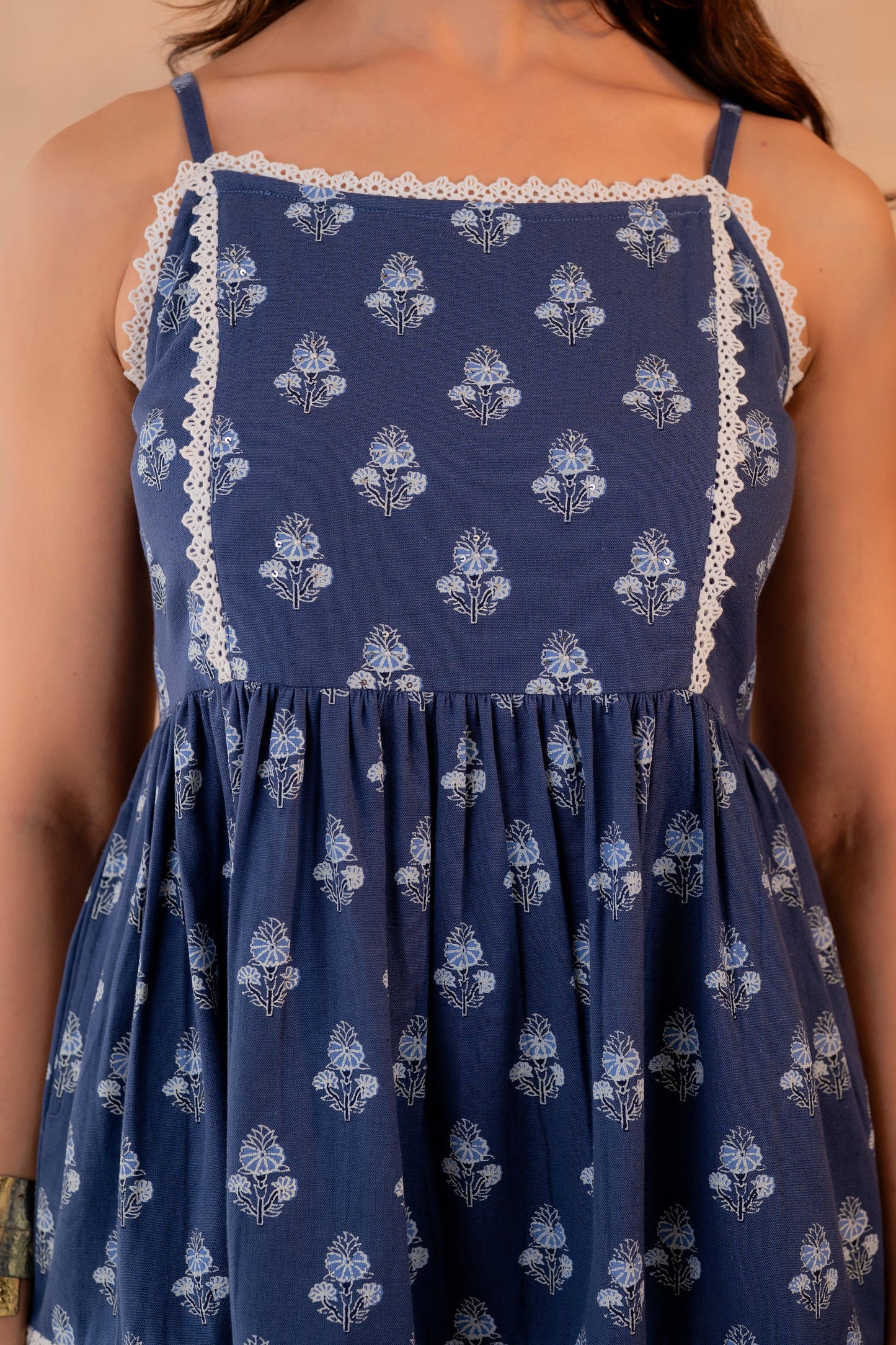 Neelika Indigo Tiered Mini Dress