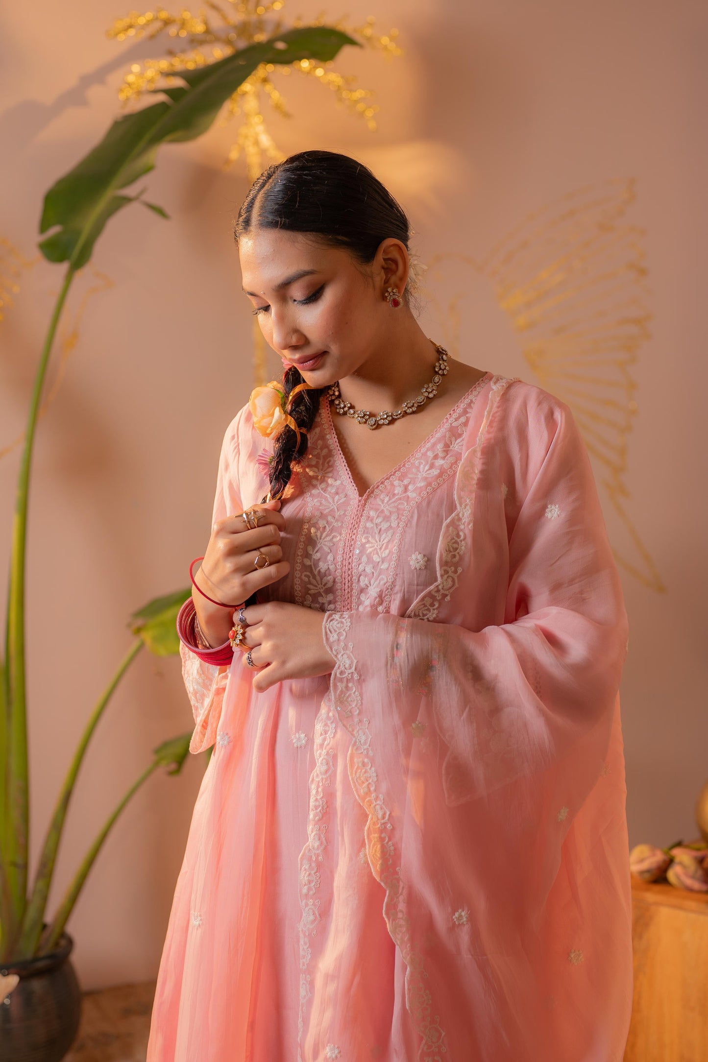 Peach Noor Festive Suit Set