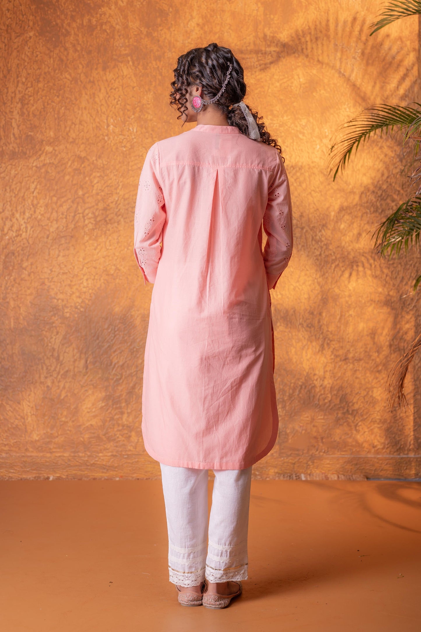 Peach Chikankari Kurta