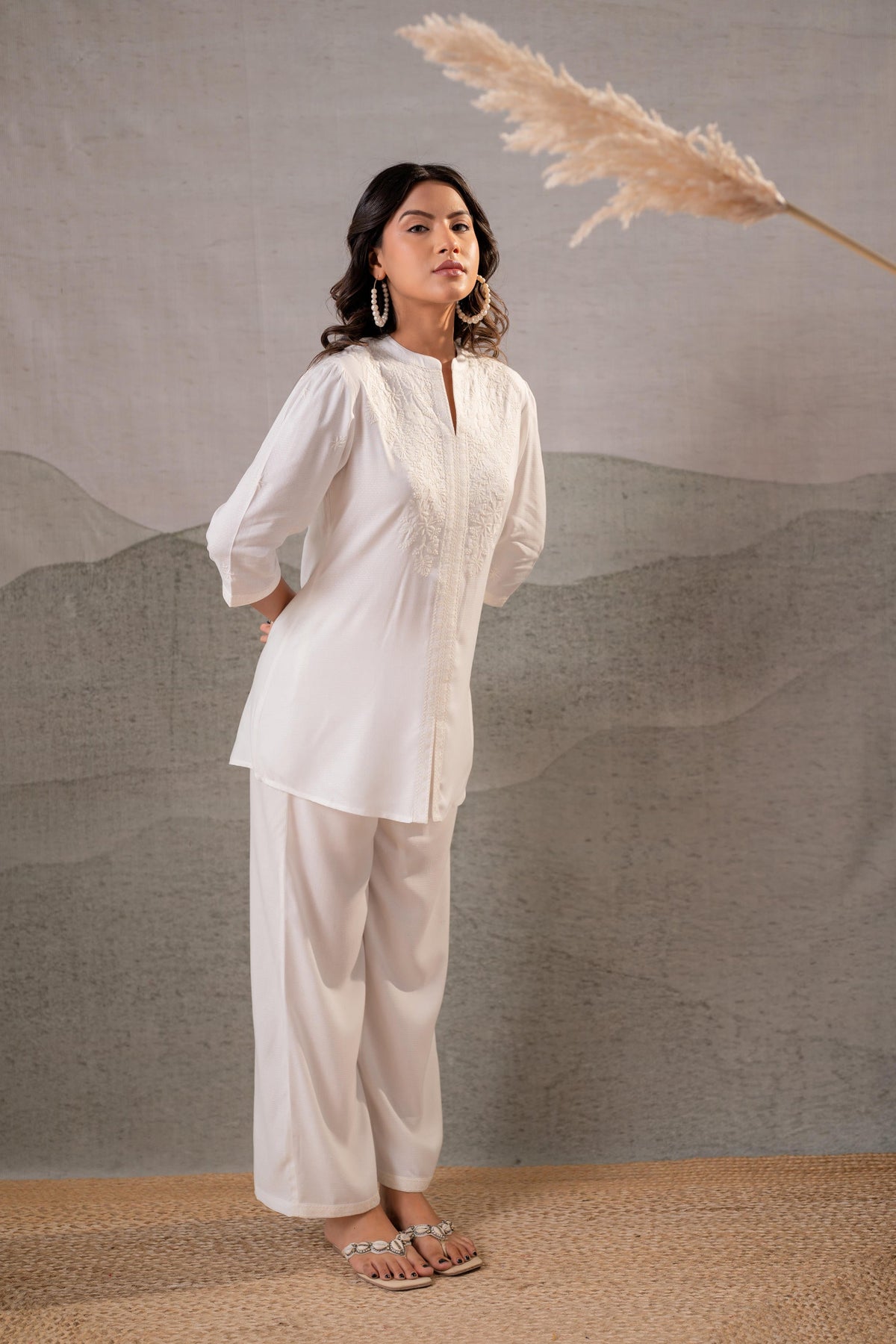 Cotton Bloom White Embroidered Co-Ord Set