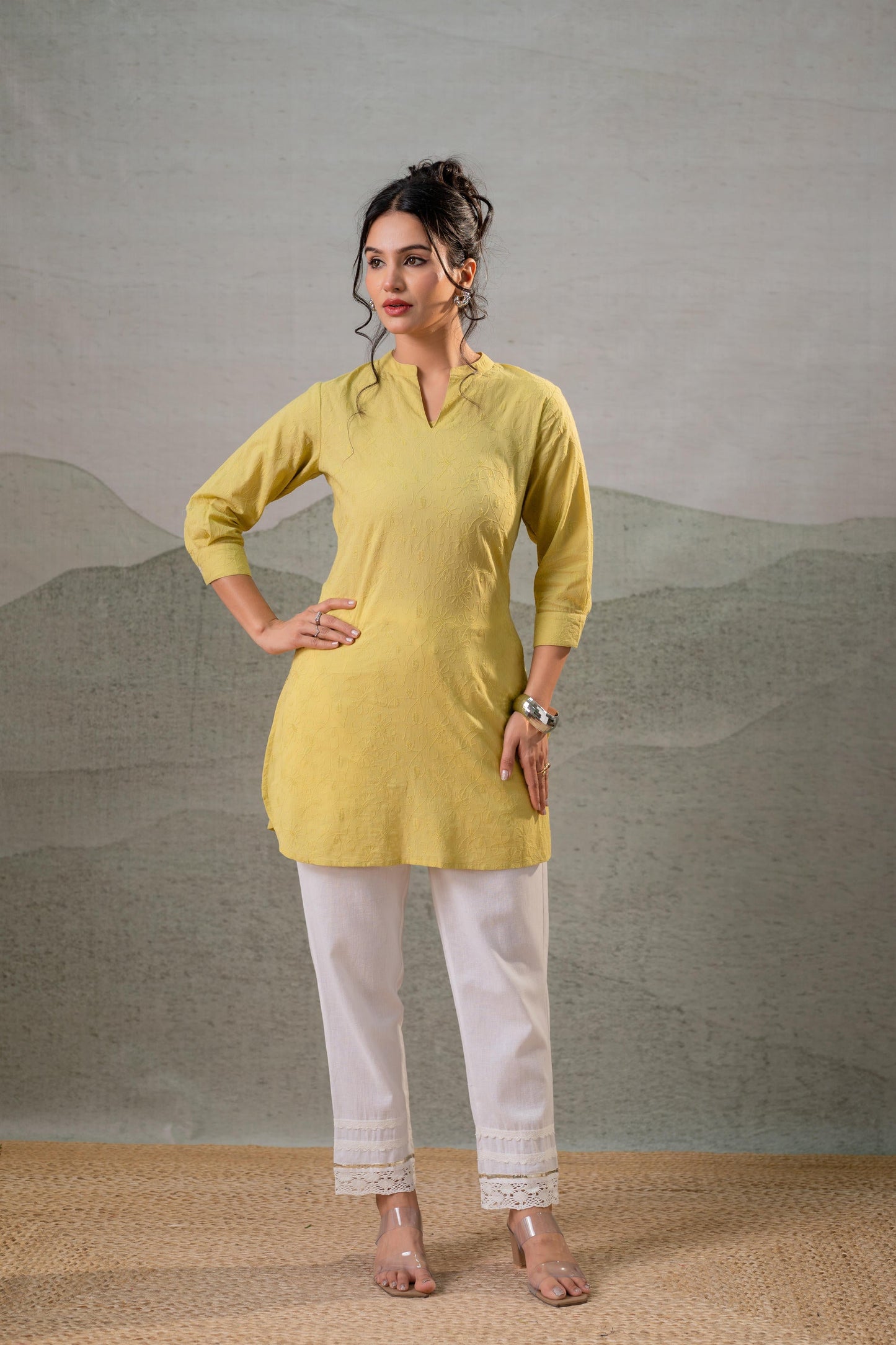 Lime Green Ease Minimal Cotton Tunic