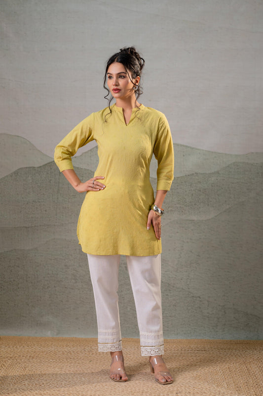 Lime Green Ease Minimal Cotton Tunic