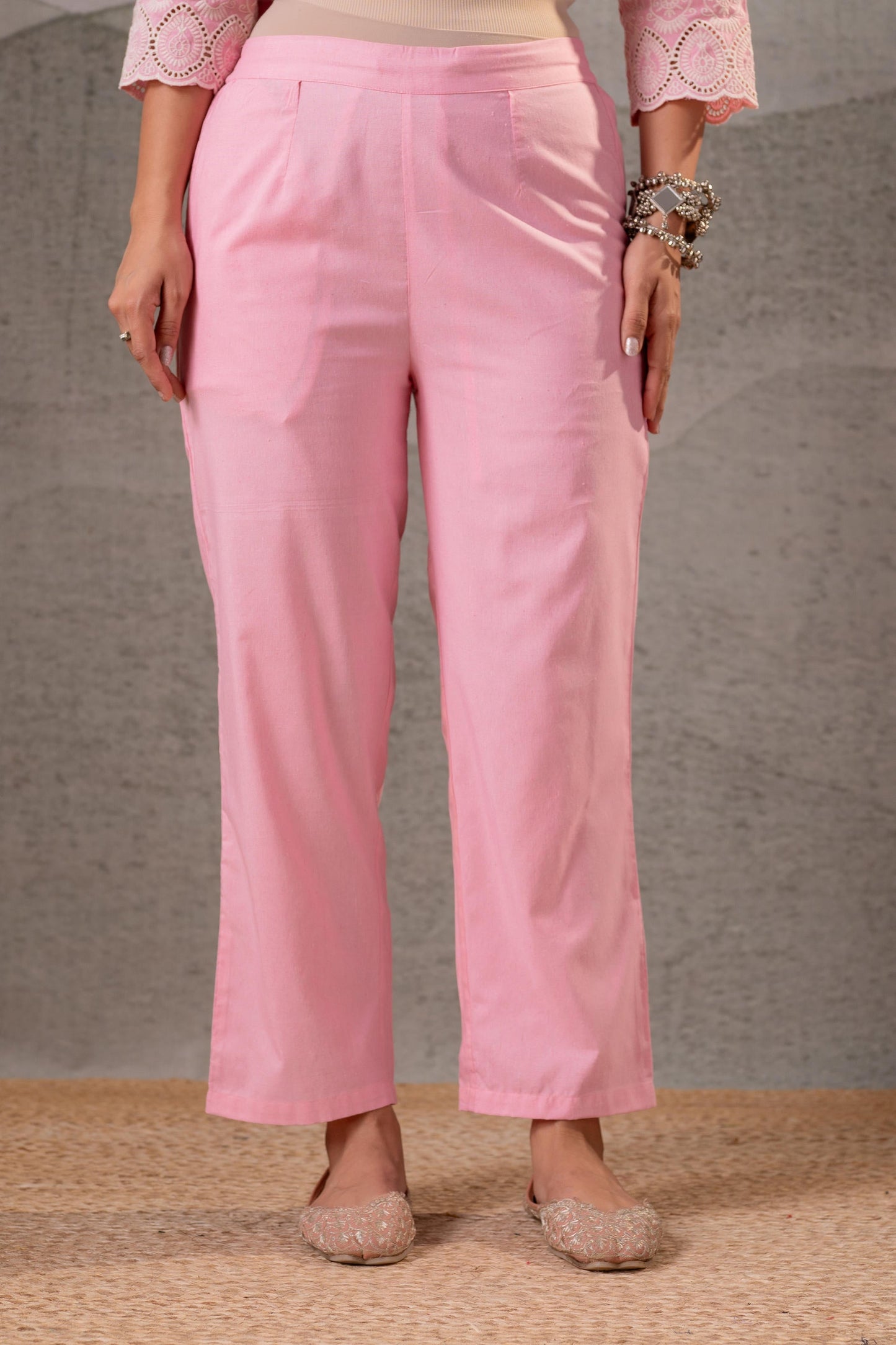 Blush Schiffli Panel Kurta Set