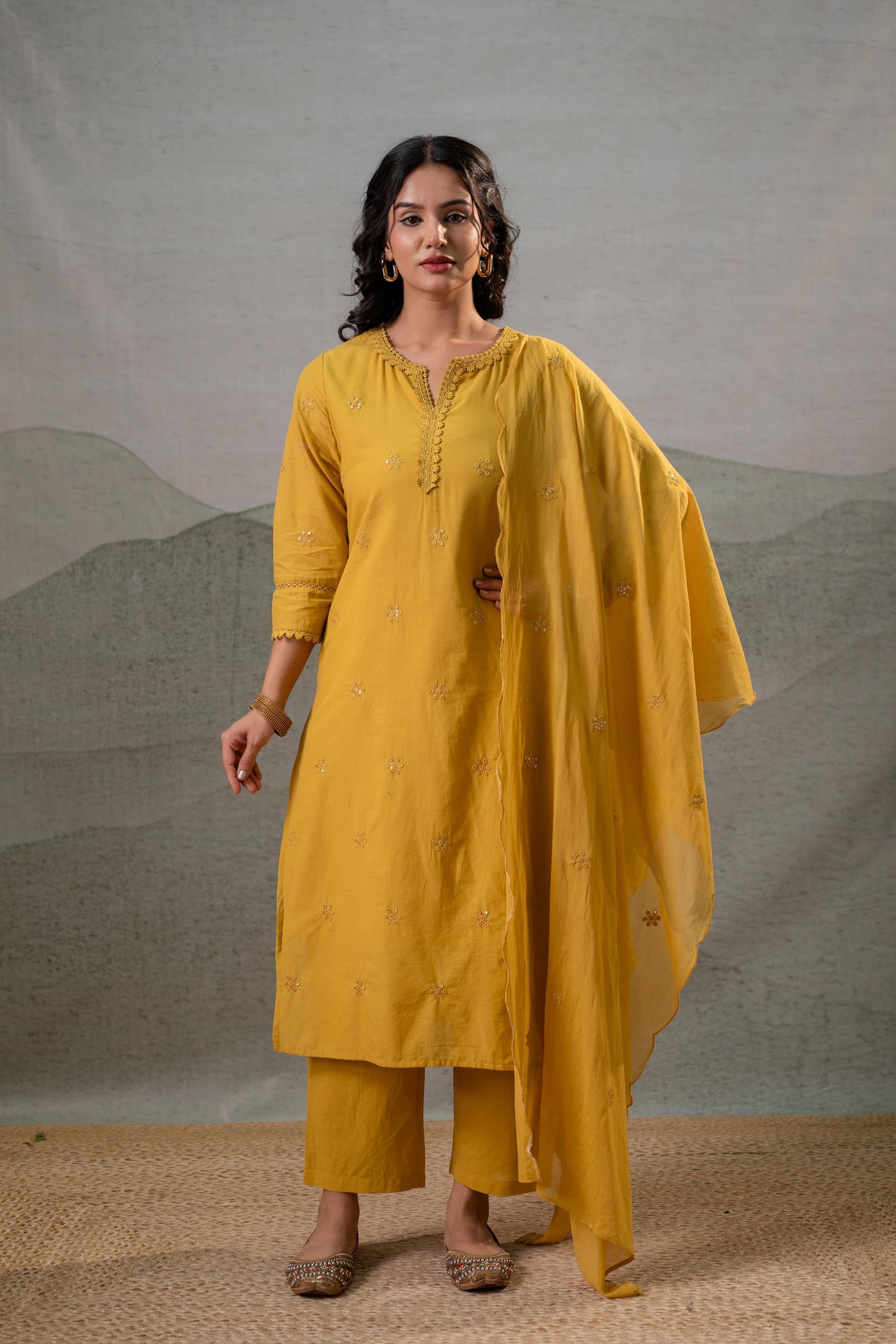 Mustard Grace Minimal Suit Set