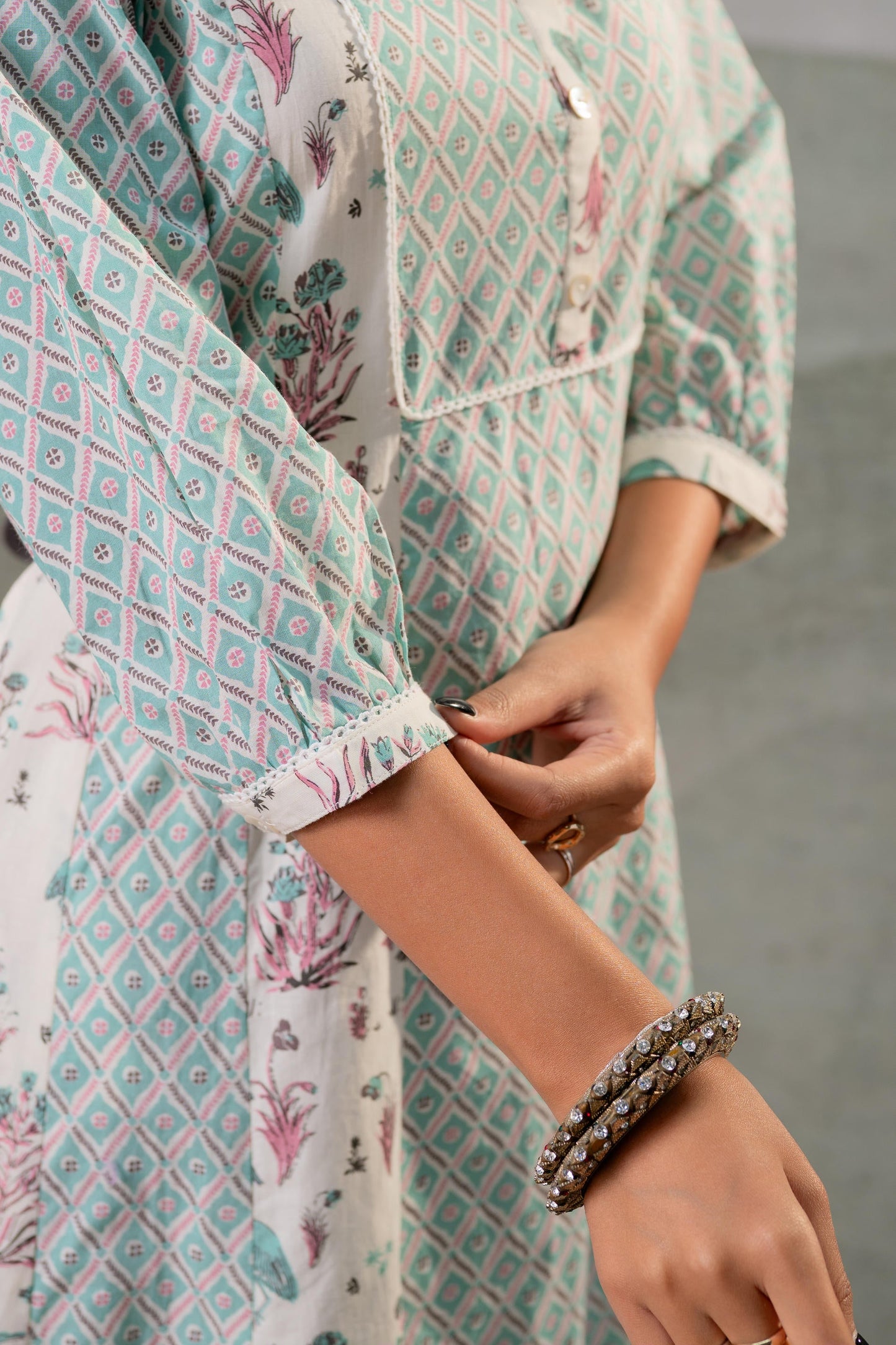 Mint Garden Harmony Kurta Pant And Dupatta Set
