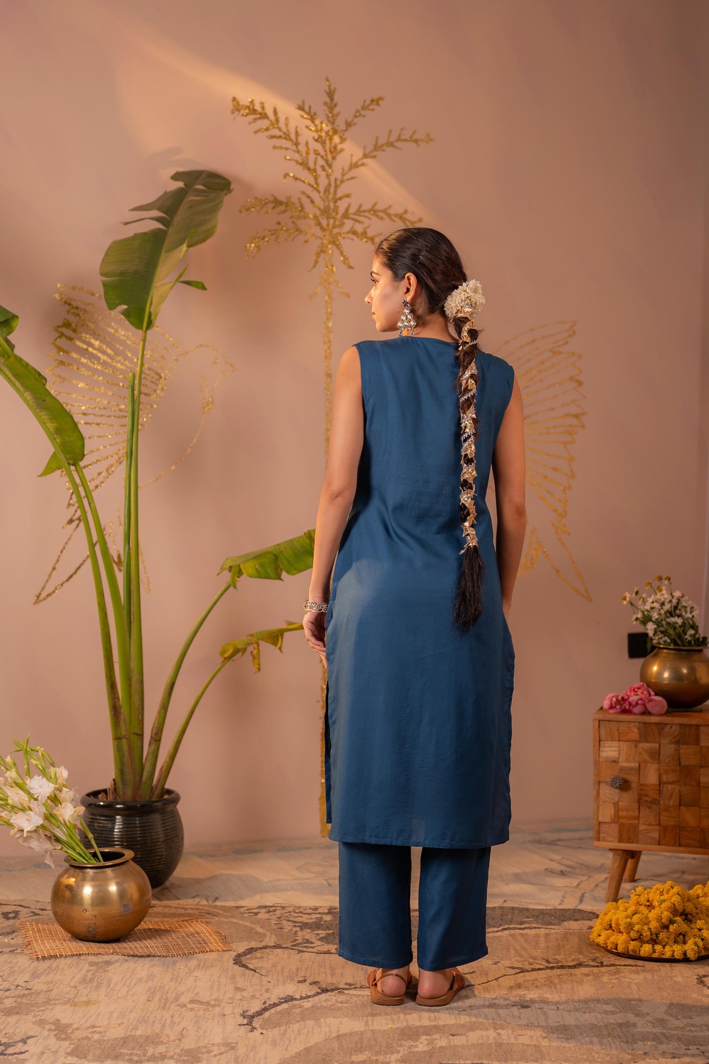 Navy Viscose Kurta Pant Set