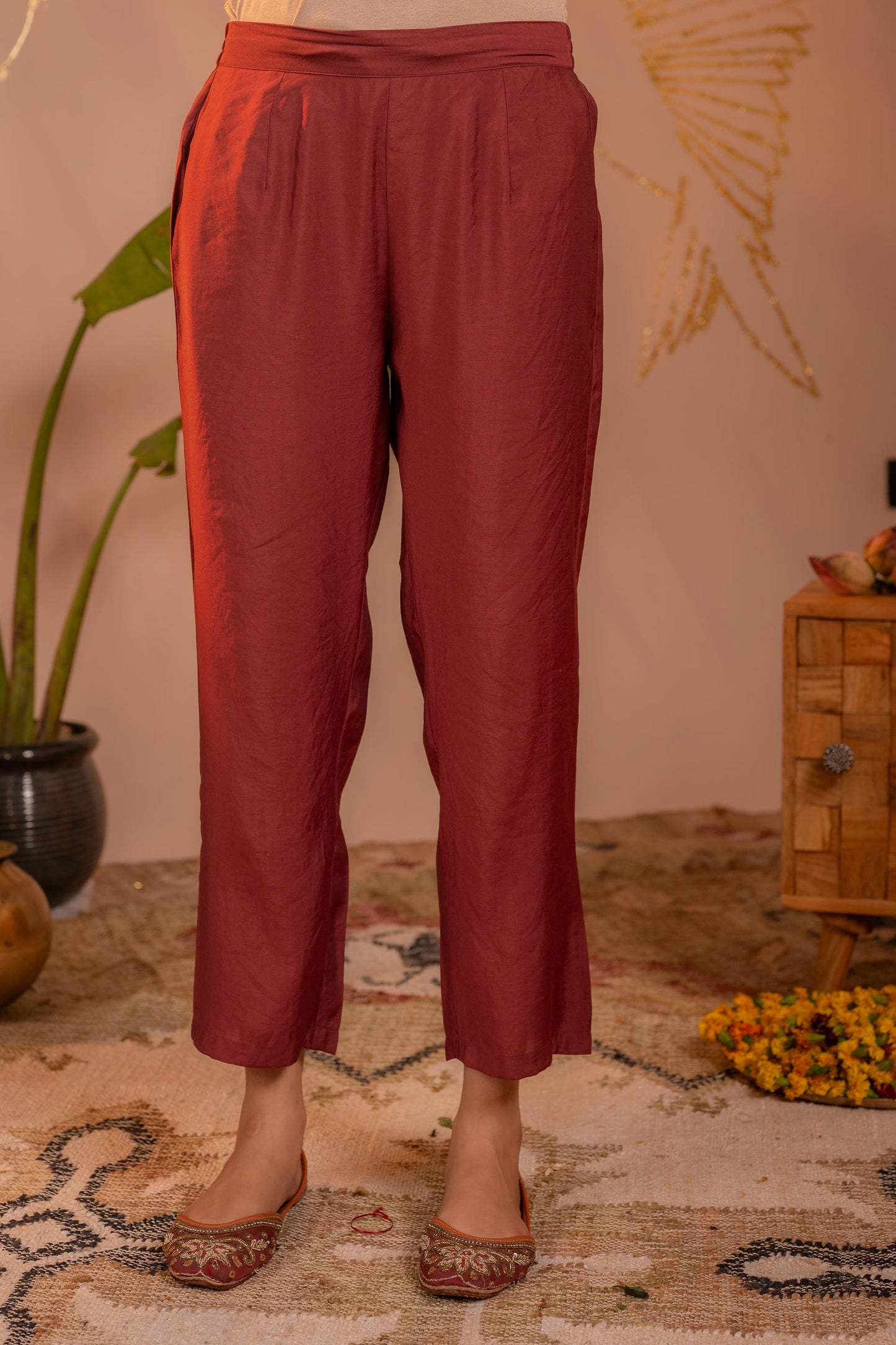 Rosegold Blossom -Pinted Kurta Pant And Dupatta Set