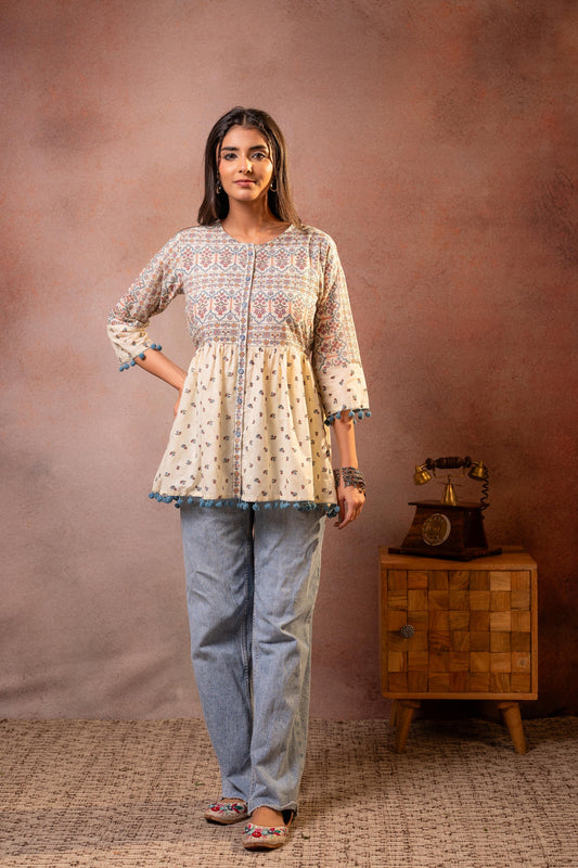 Off-White Printed Ethnic Tunic