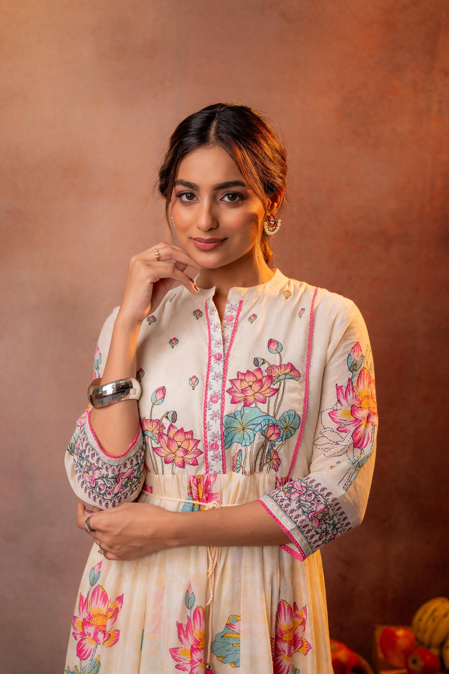 Gulbahar Lotus Festive Off-White Anarkali Dress