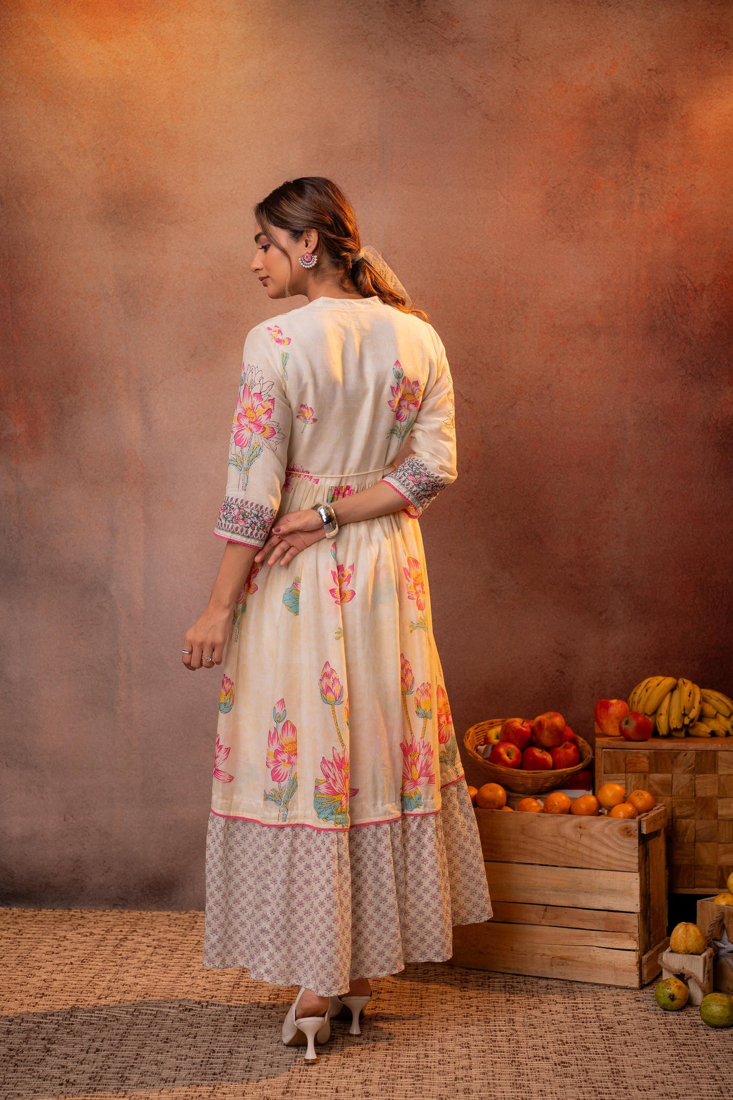 Gulbahar Lotus Festive Off-White Anarkali Dress