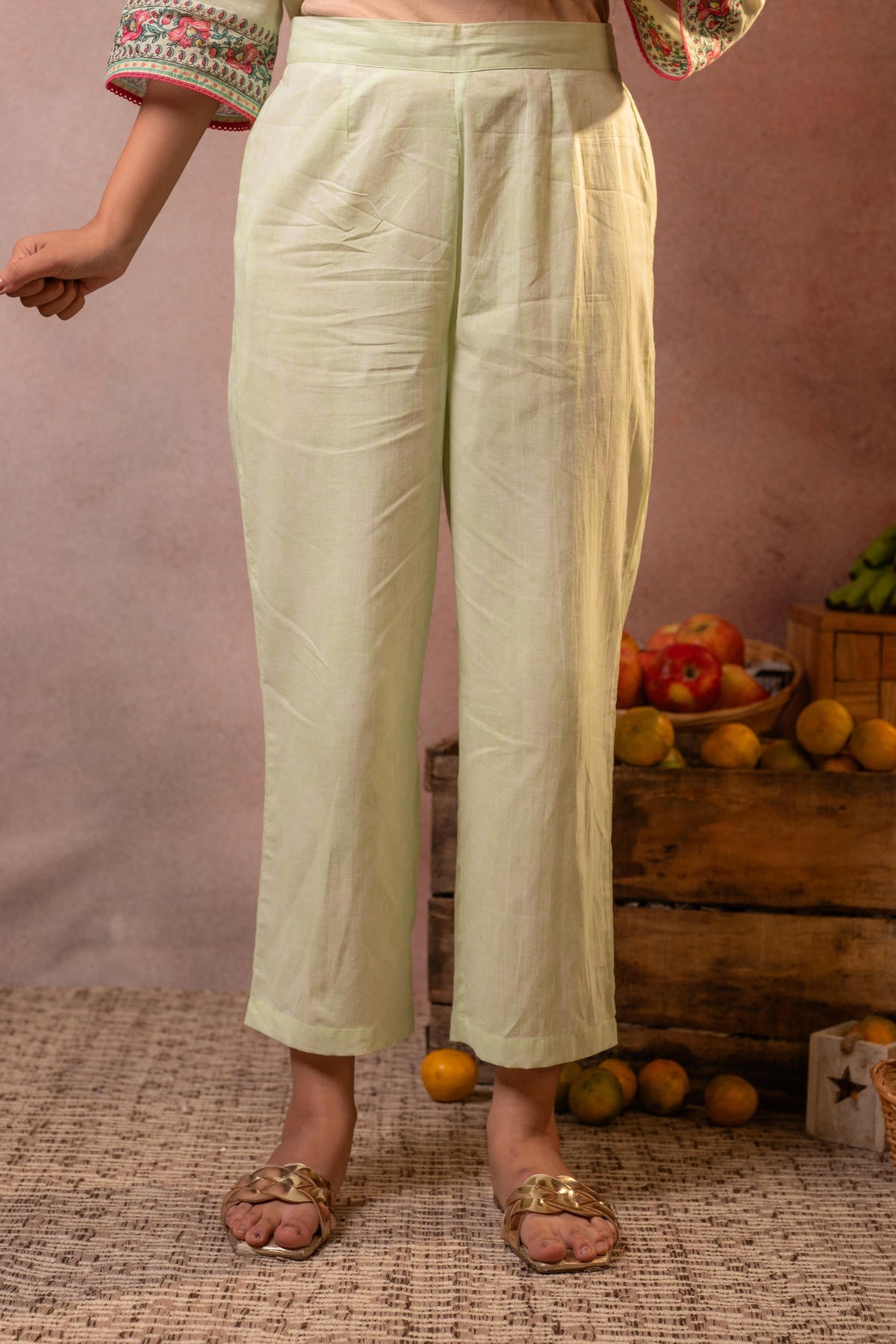 Pistachio Green Floral Printed Anarkali Kurta Set with Dupatta