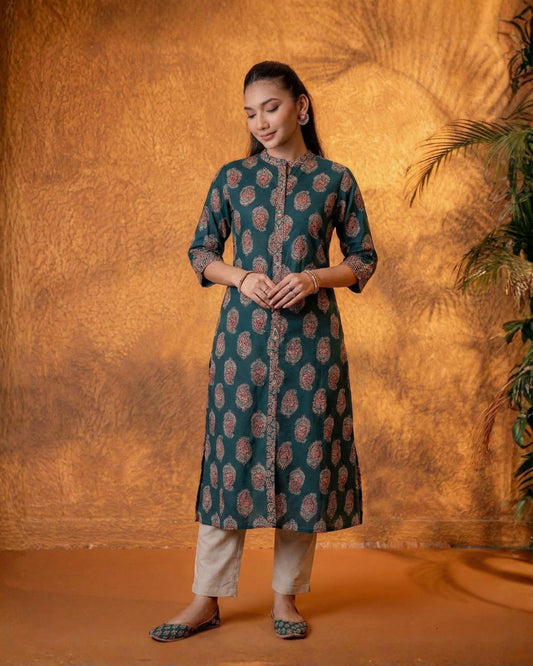 Zariya JadeGreen Heritage Buta Kurta