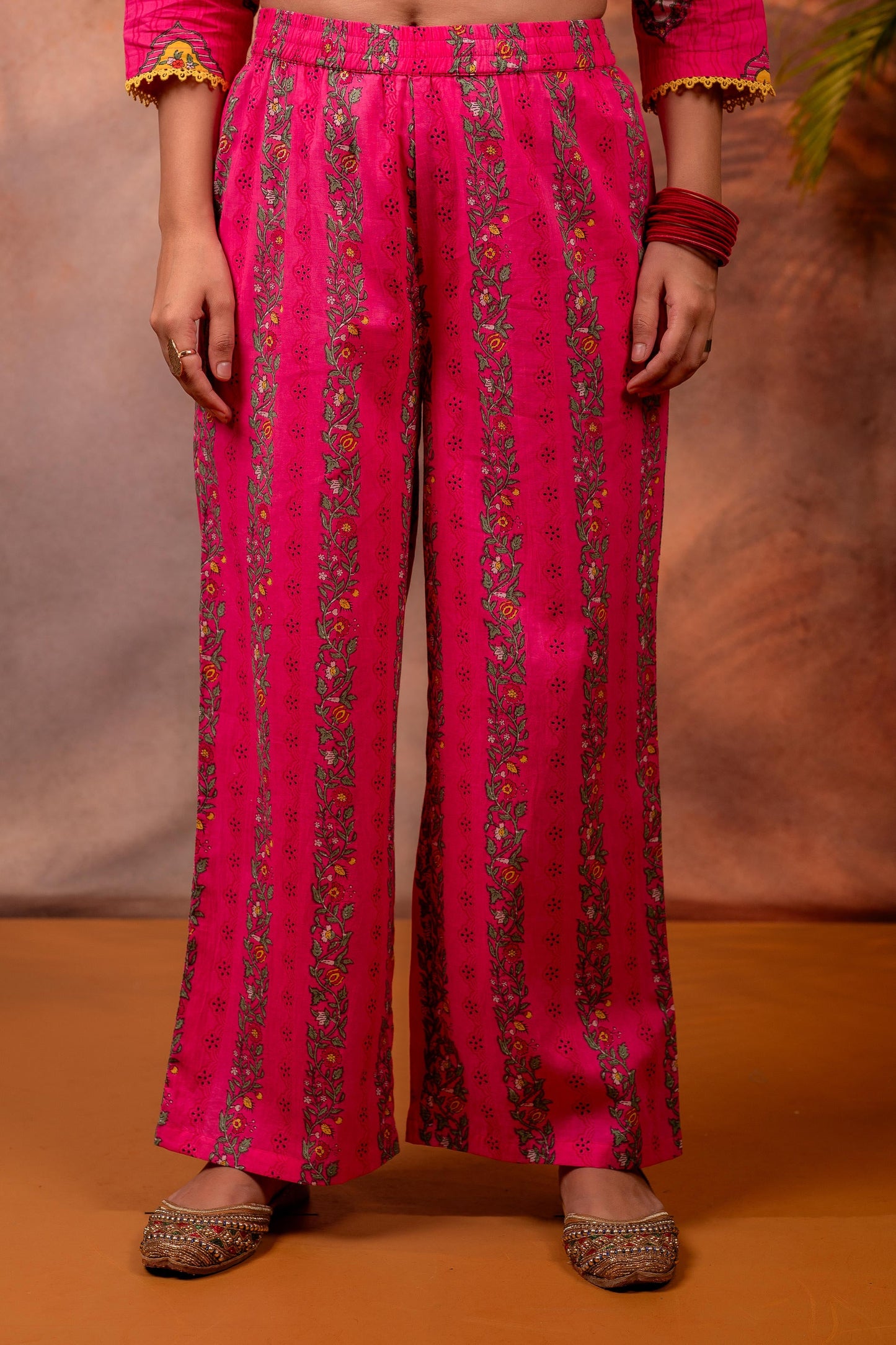 Graceful Fuchsia Floral Anarkali Kurta Set with Dupatta