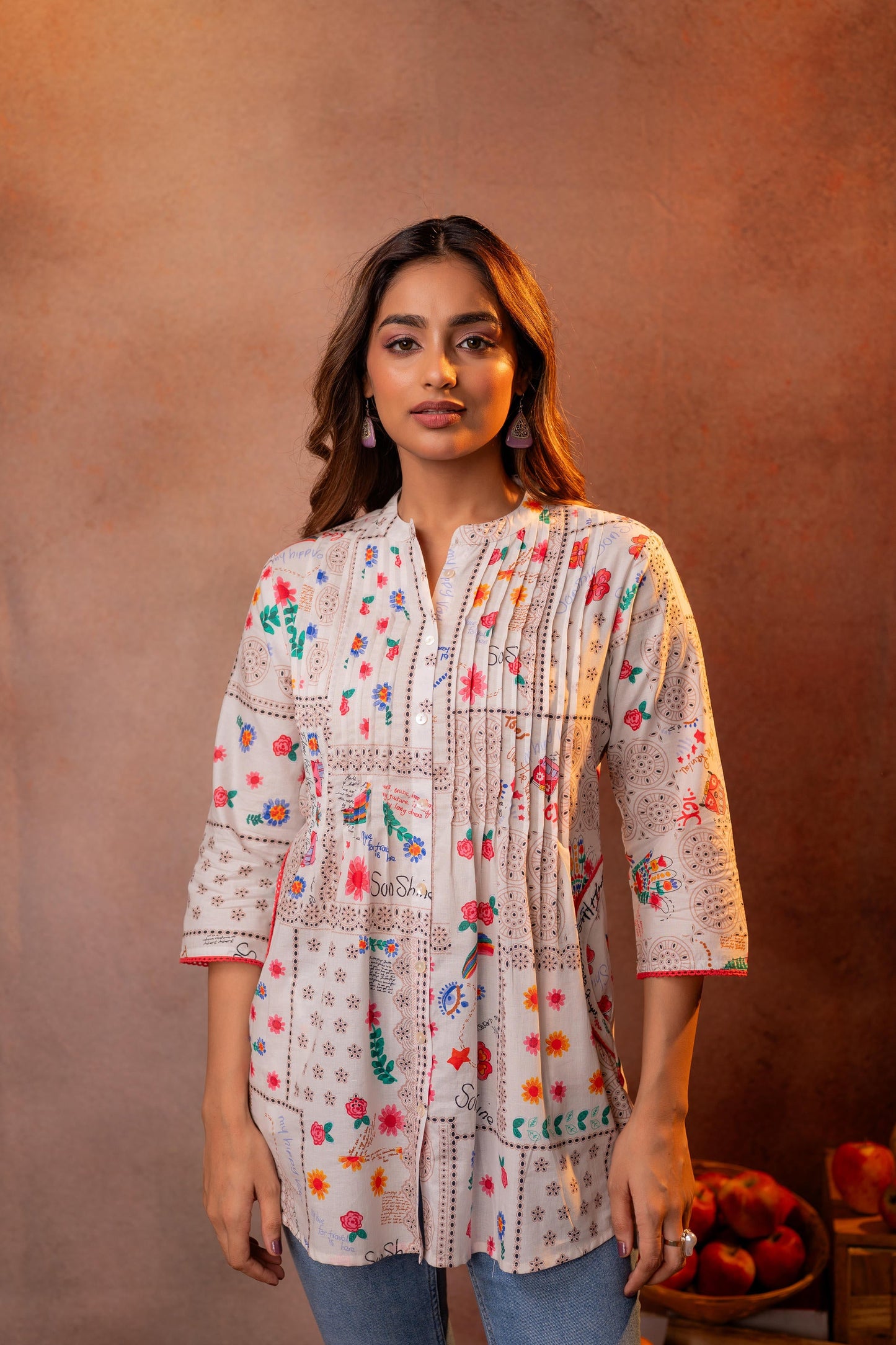 Off-White Meadow Patchwork Tunic