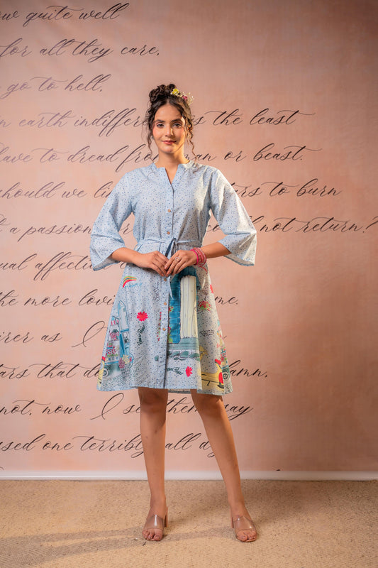 Skyline Story Shirt Mini Dress