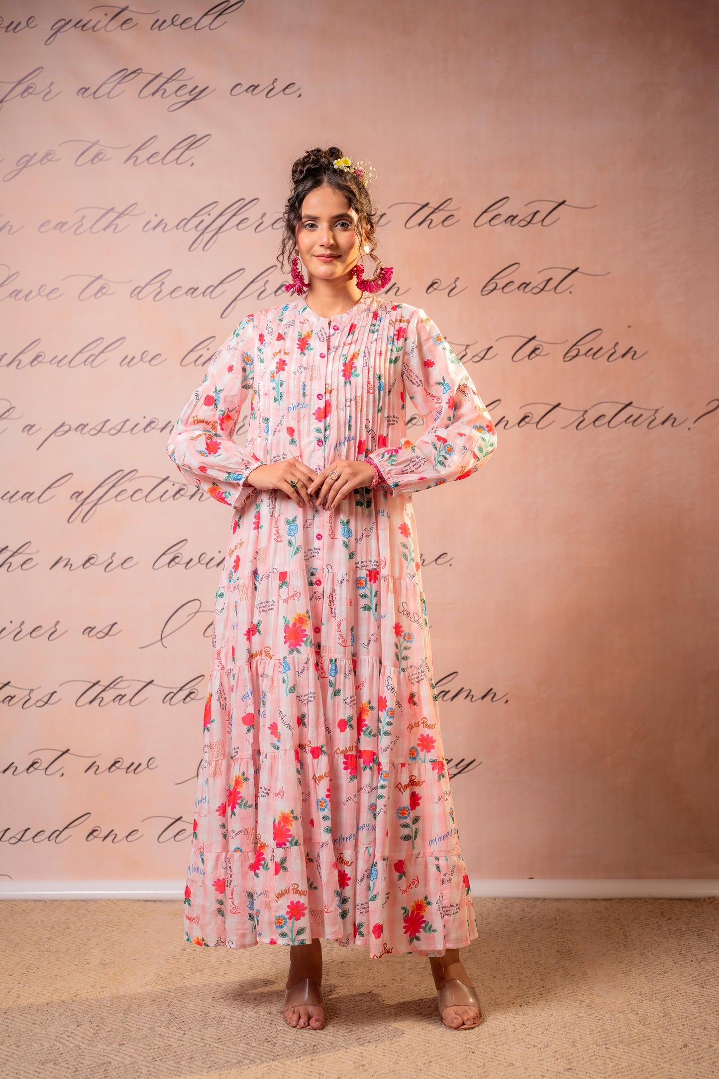 Pink Blossom Tiered Maxi Dress