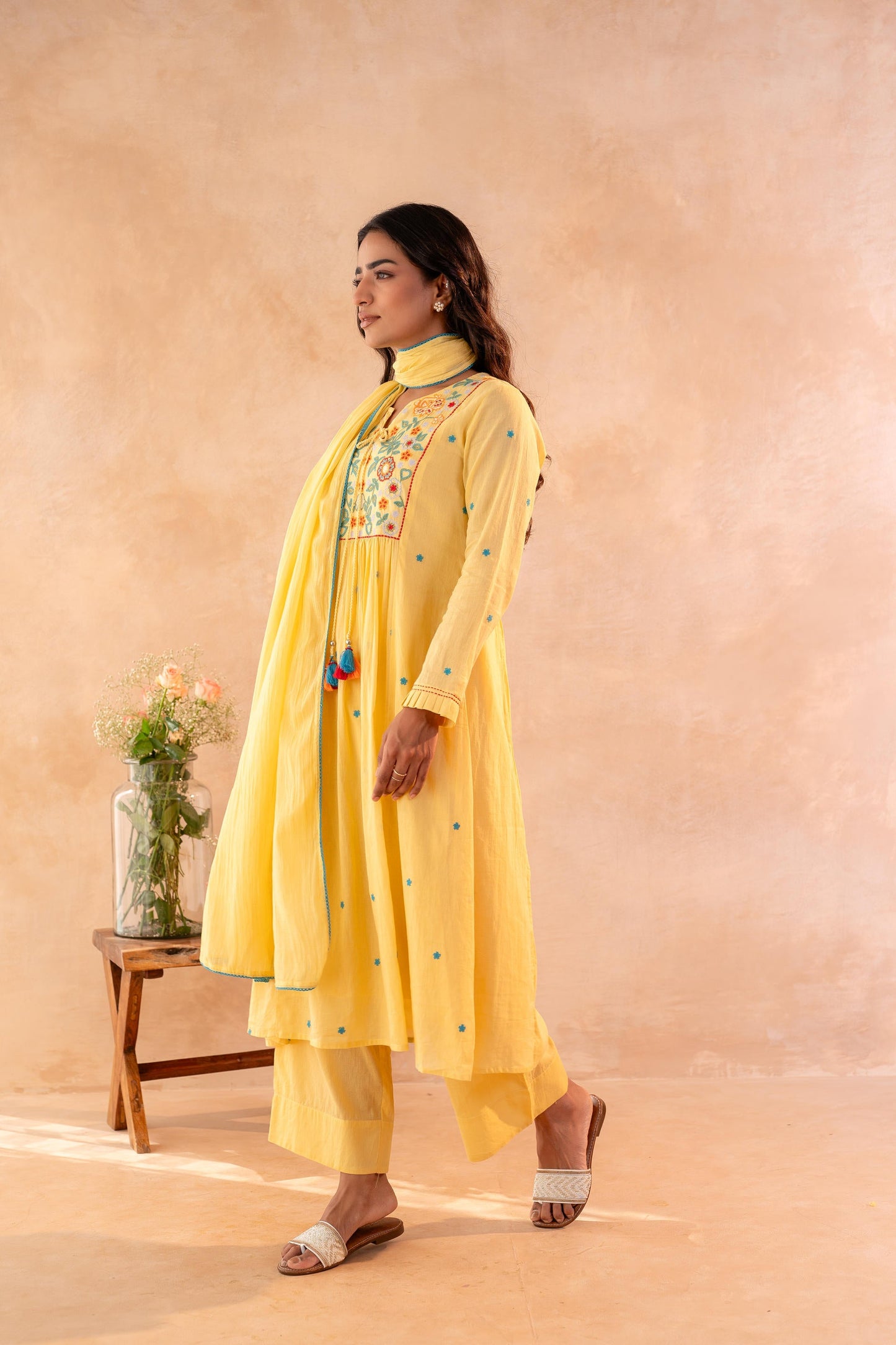 Elegant Yellow Embroidered Kurta Set with Dupatta