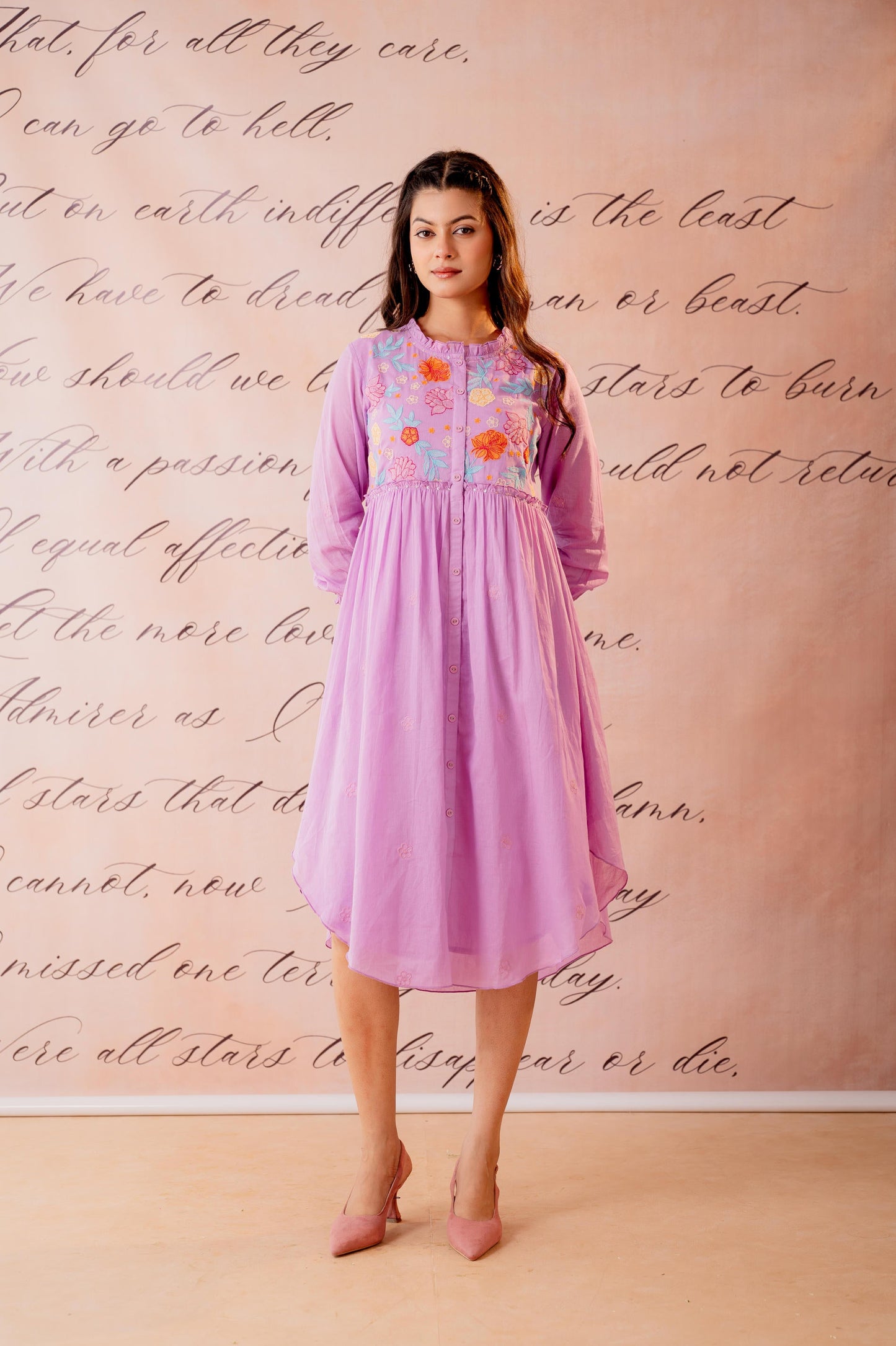 Phool Baari Purple Embroidered Yoke Kurta