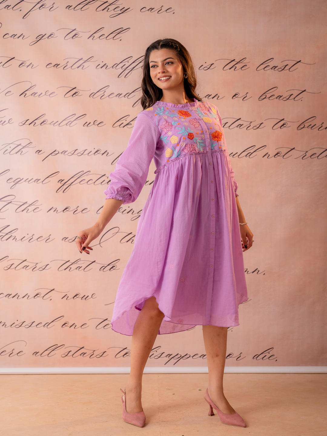Phool Baari Purple Embroidered Yoke Kurta