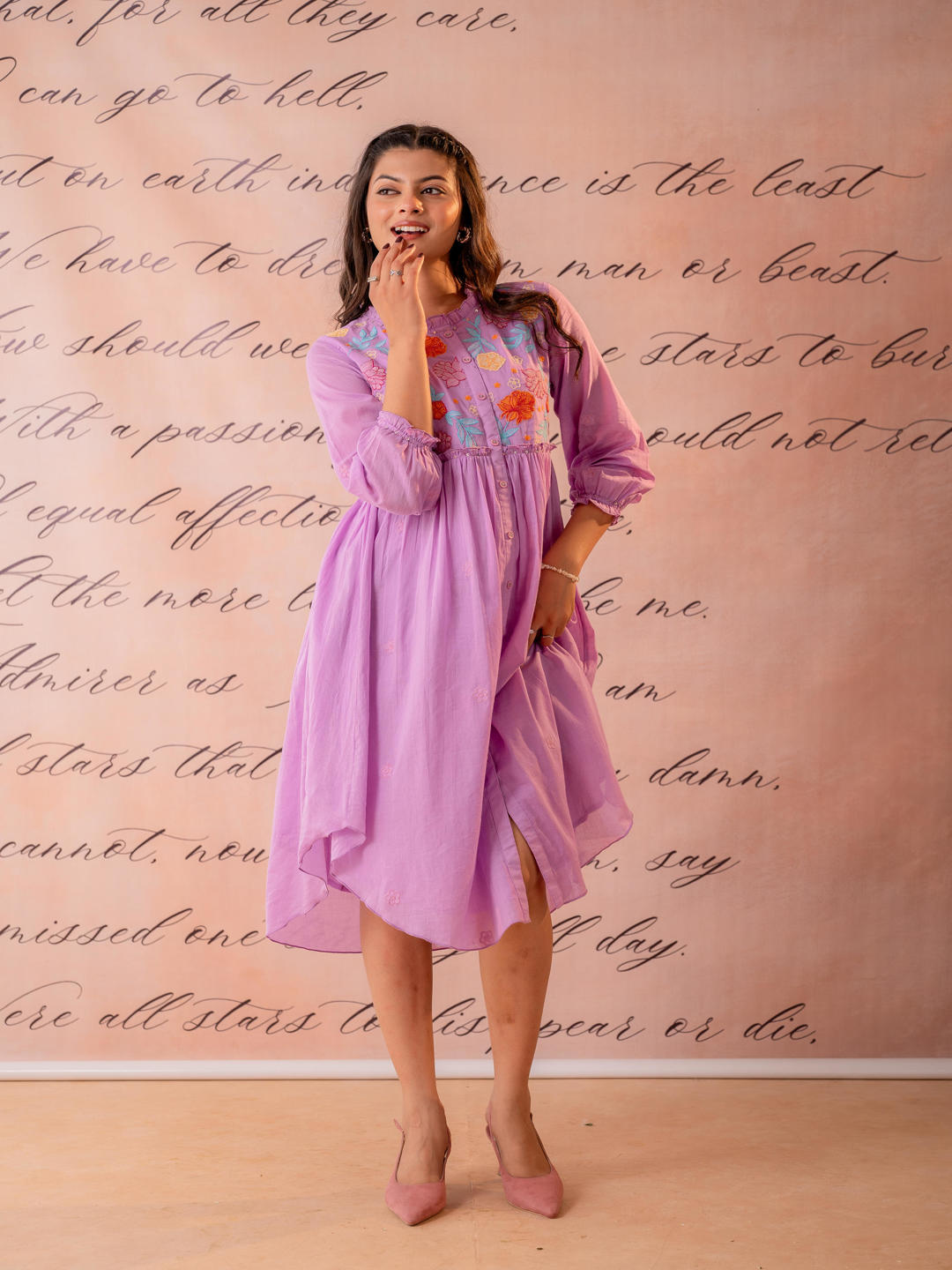 Phool Baari Purple Embroidered Yoke Kurta