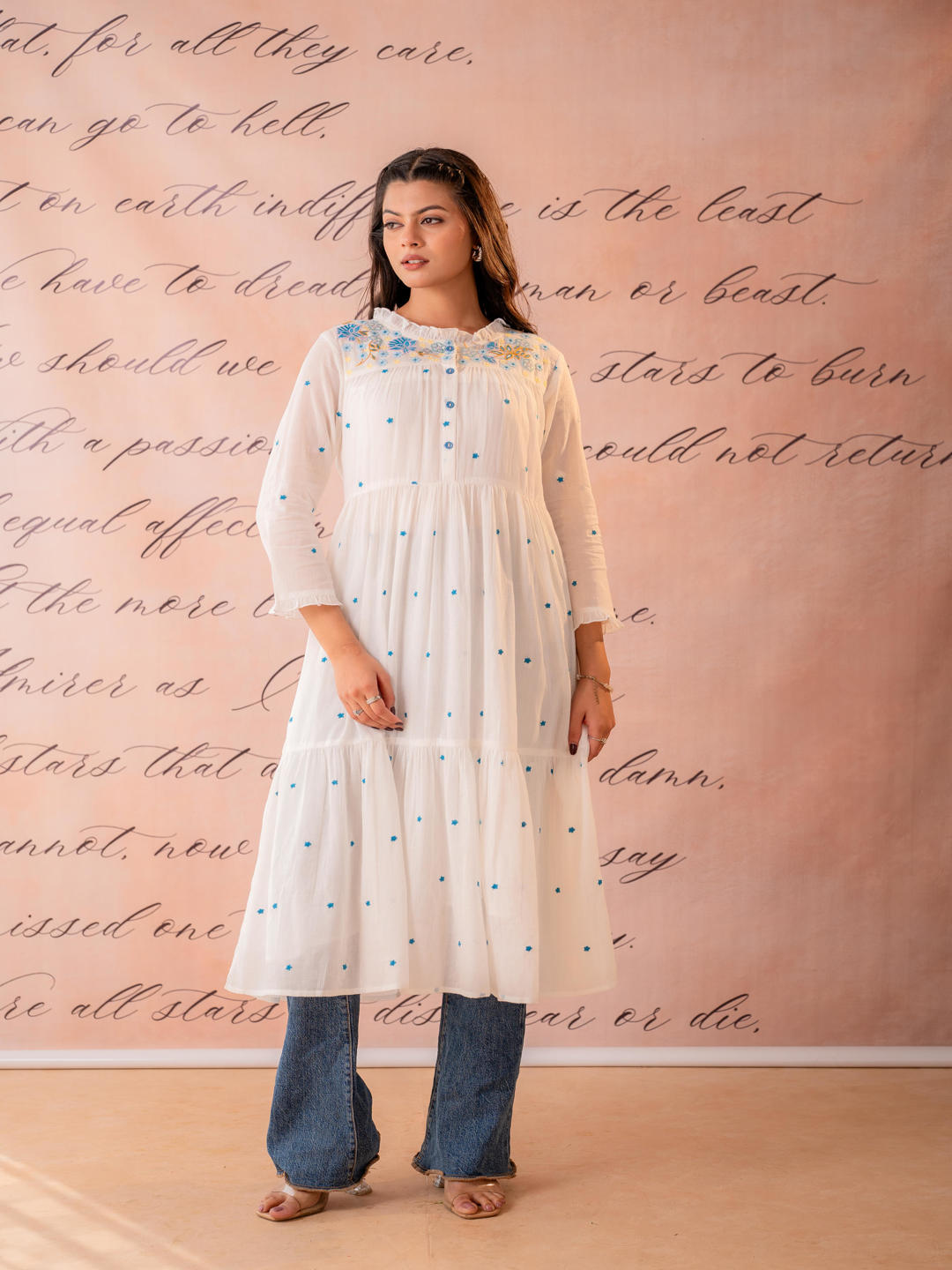 White Noor Tiered Festive Dress
