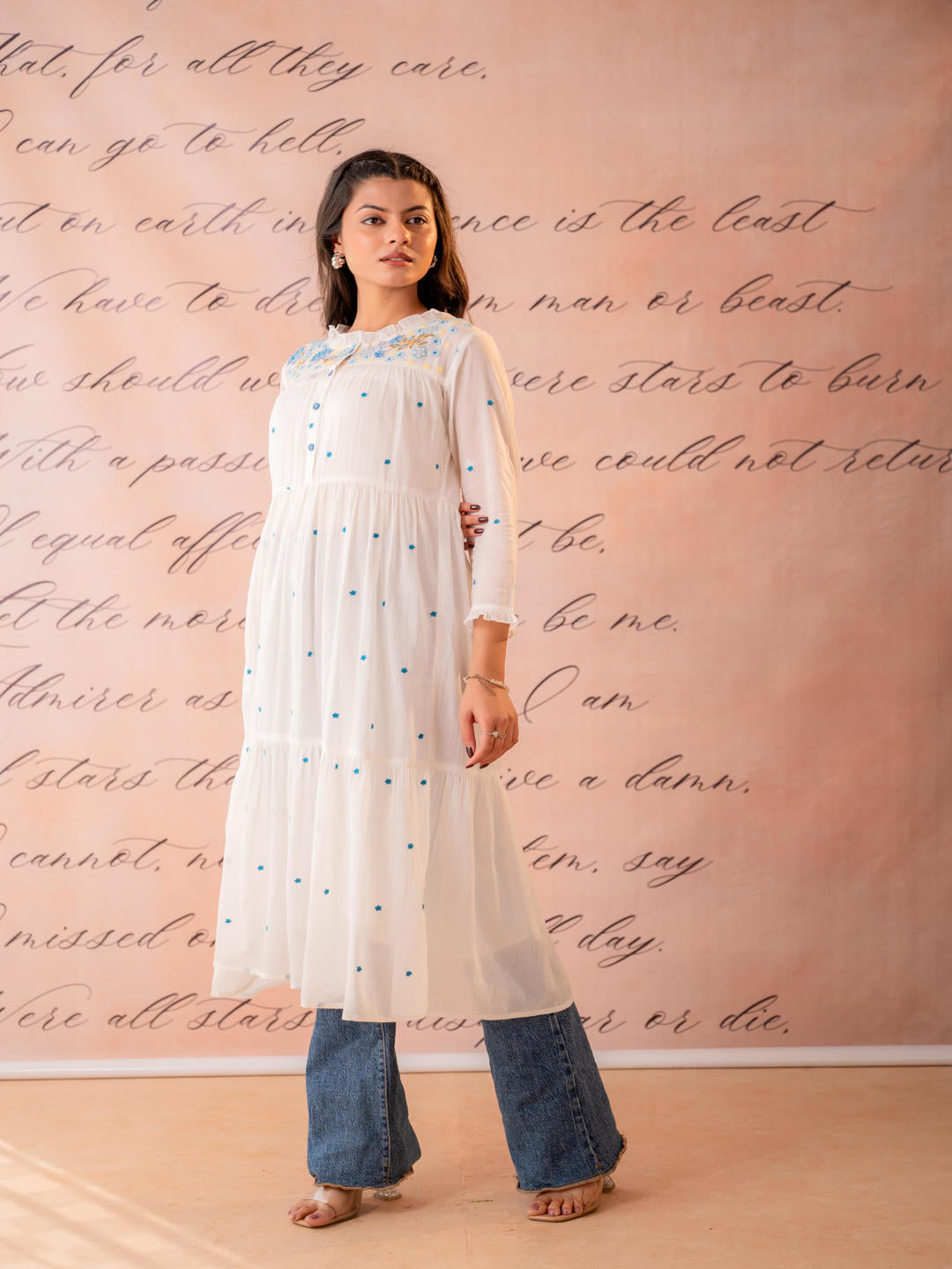 White Noor Tiered Festive Dress