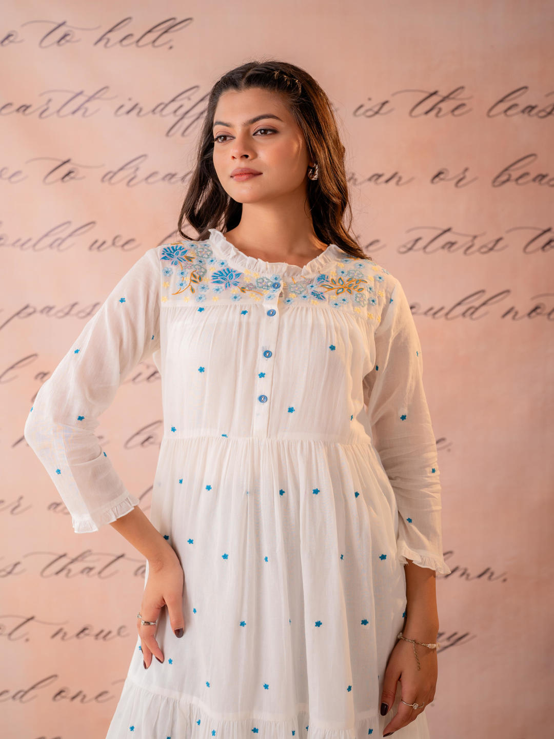 White Noor Tiered Festive Dress
